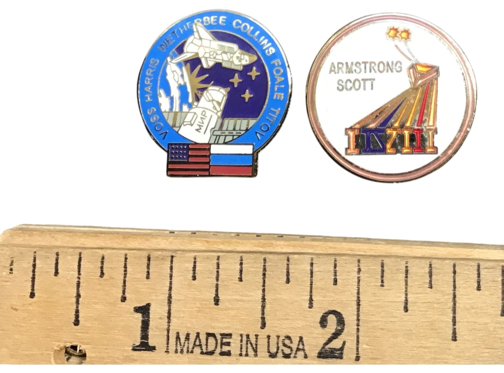 Vintage NASA Space Shuttle & Armstrong Scott Astronaut Pins