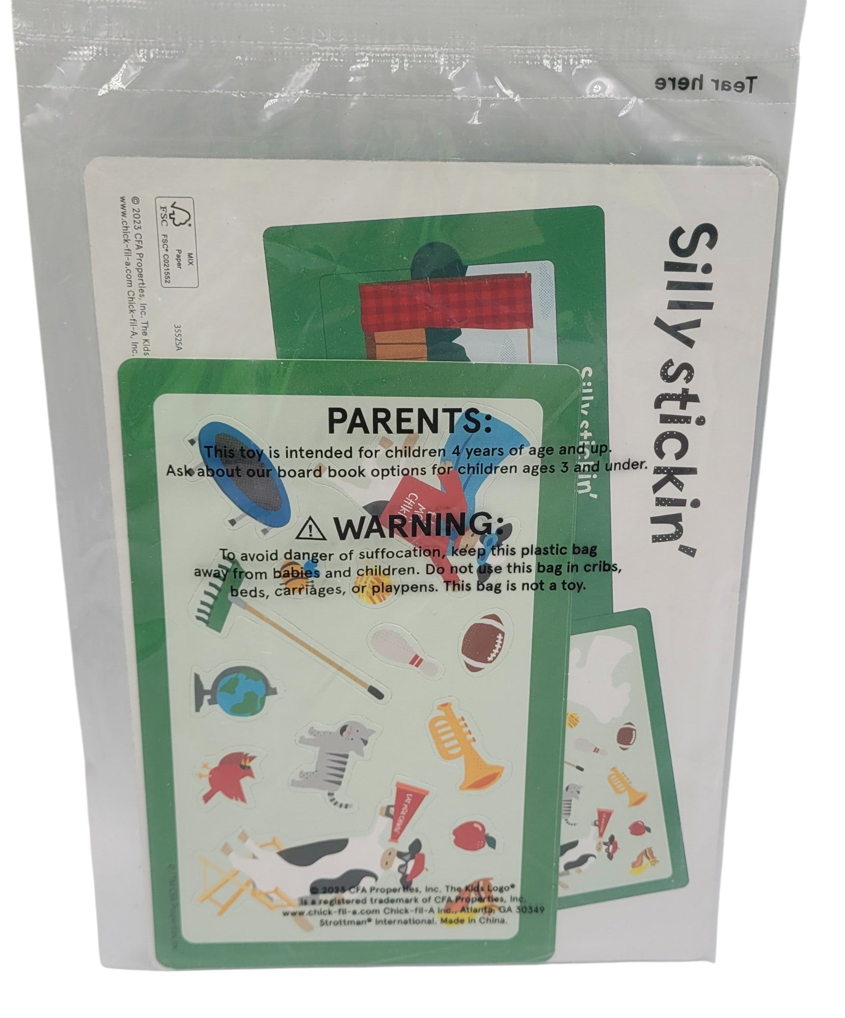 Sealed Silly Stickin' Sticker Set – Vintage Chick-fil-A Kids Meal Toy – Ages 4+