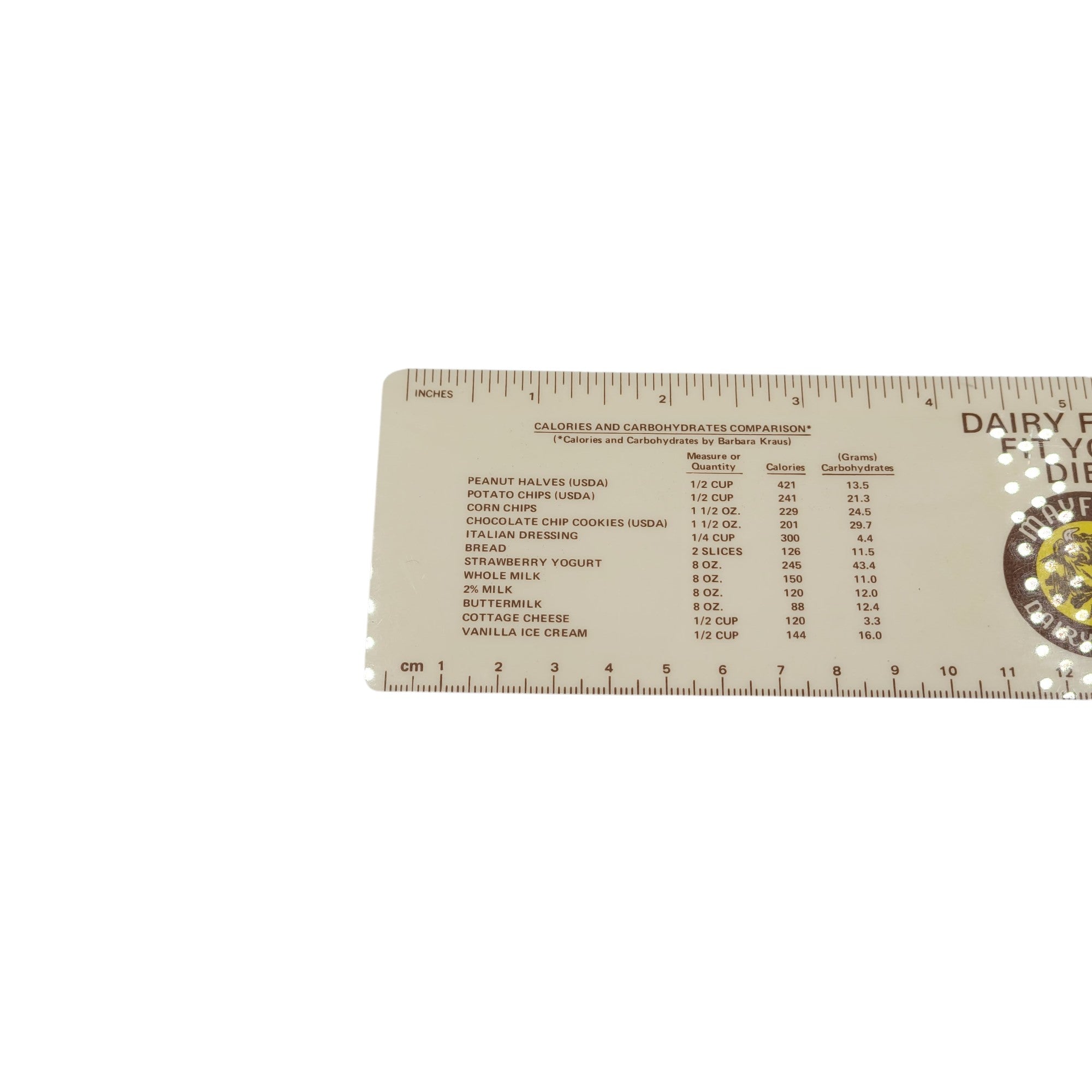 Vintage Mayfield Dairy Farms Ruler – Nutrition & Temperature Guide