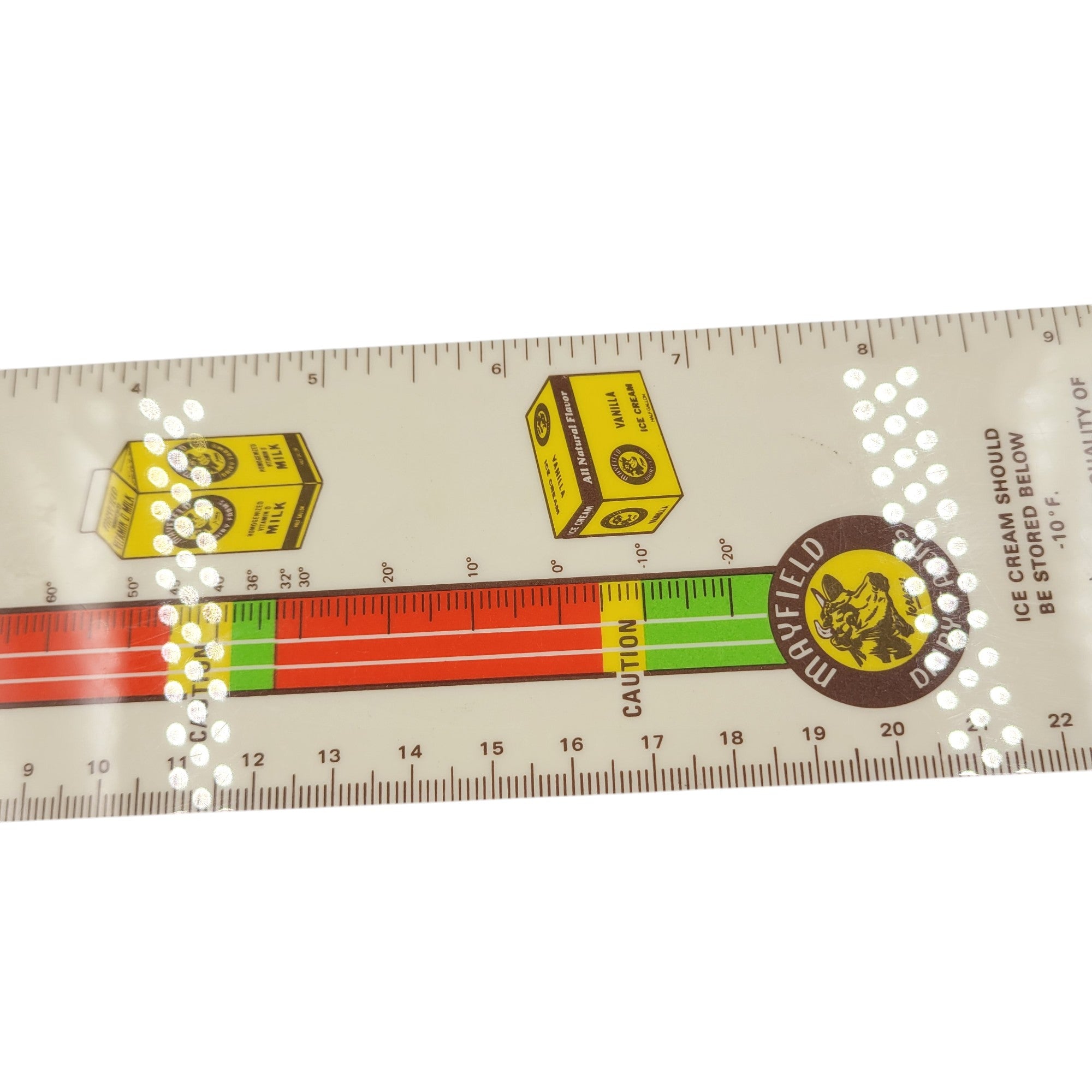 Vintage Mayfield Dairy Farms Ruler – Nutrition & Temperature Guide