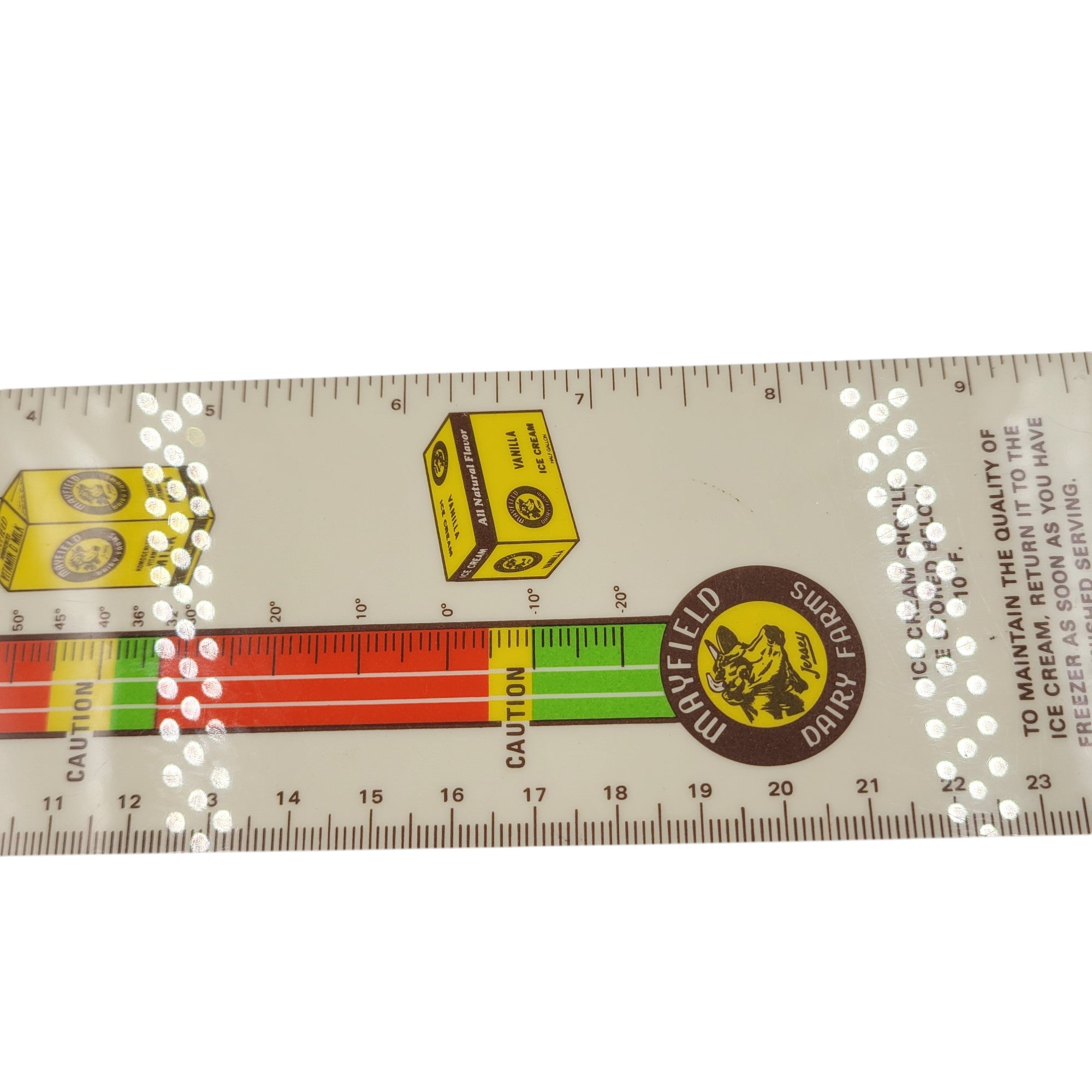 Vintage Mayfield Dairy Farms Ruler – Nutrition & Temperature Guide