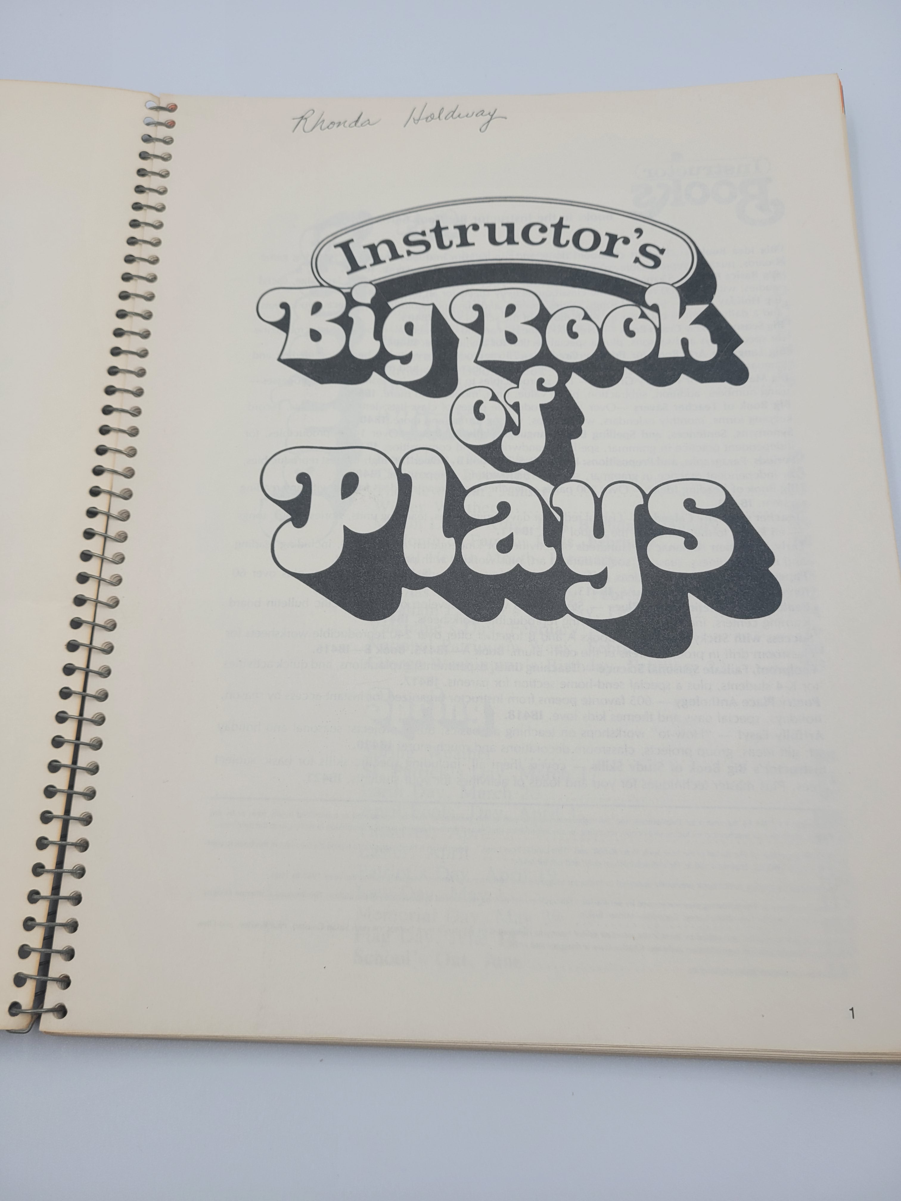 Instructor's Big Book of Plays – Vintage Spiralbound Classroom Theater Guide