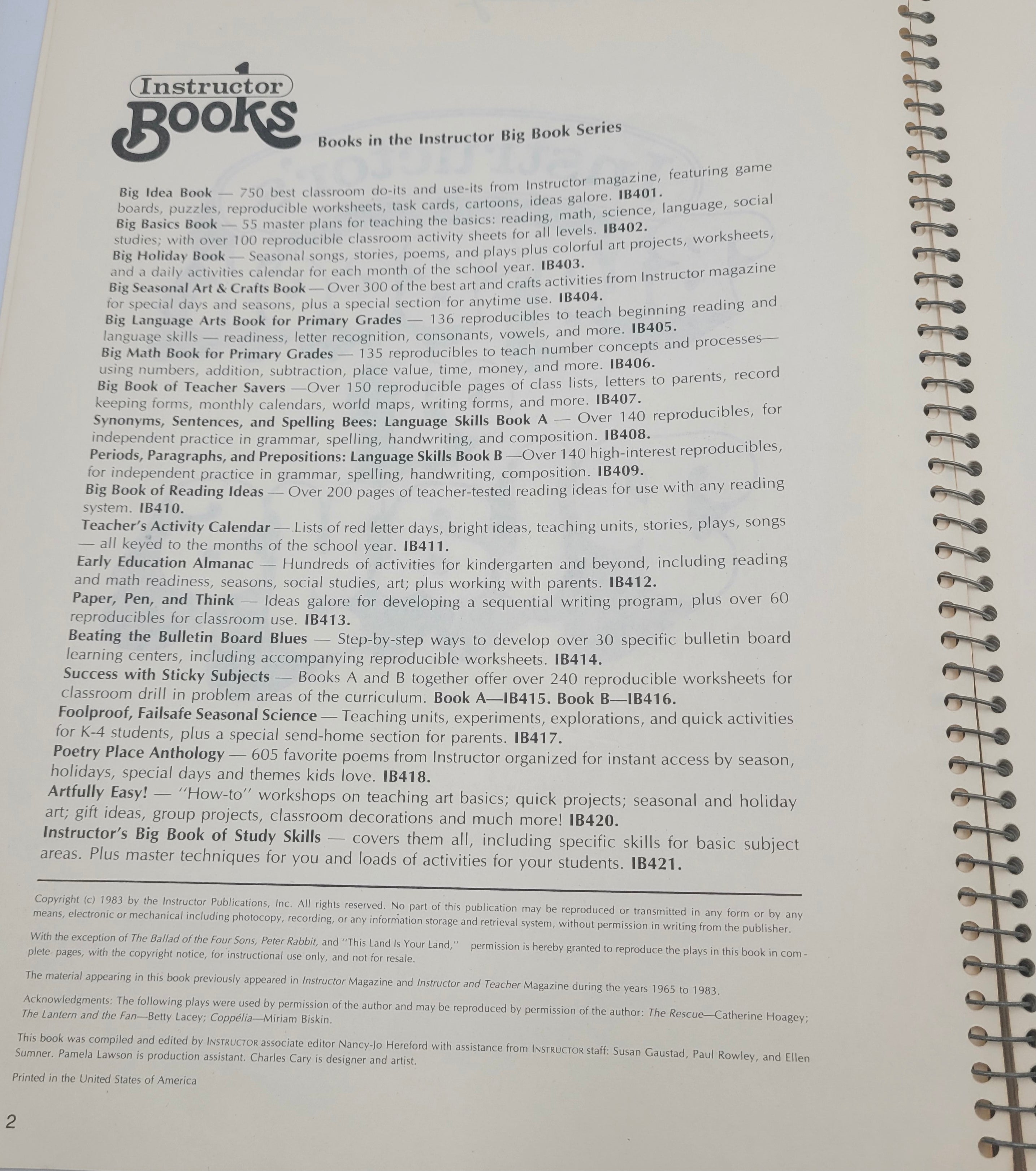 Instructor's Big Book of Plays – Vintage Spiralbound Classroom Theater Guide