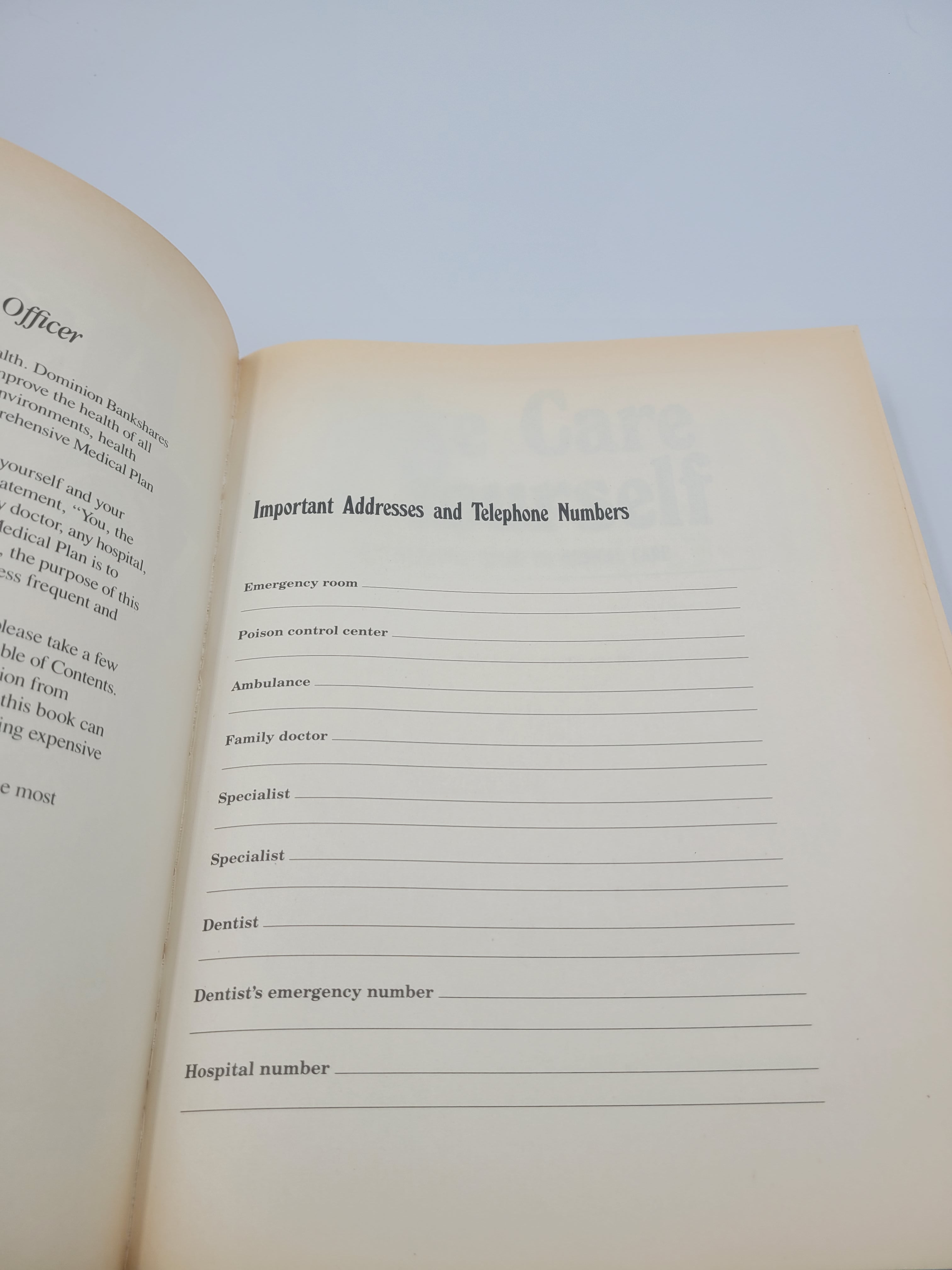 Take Care of Yourself – 3rd Edition Medical Guide by Vickery & Fries (1989)