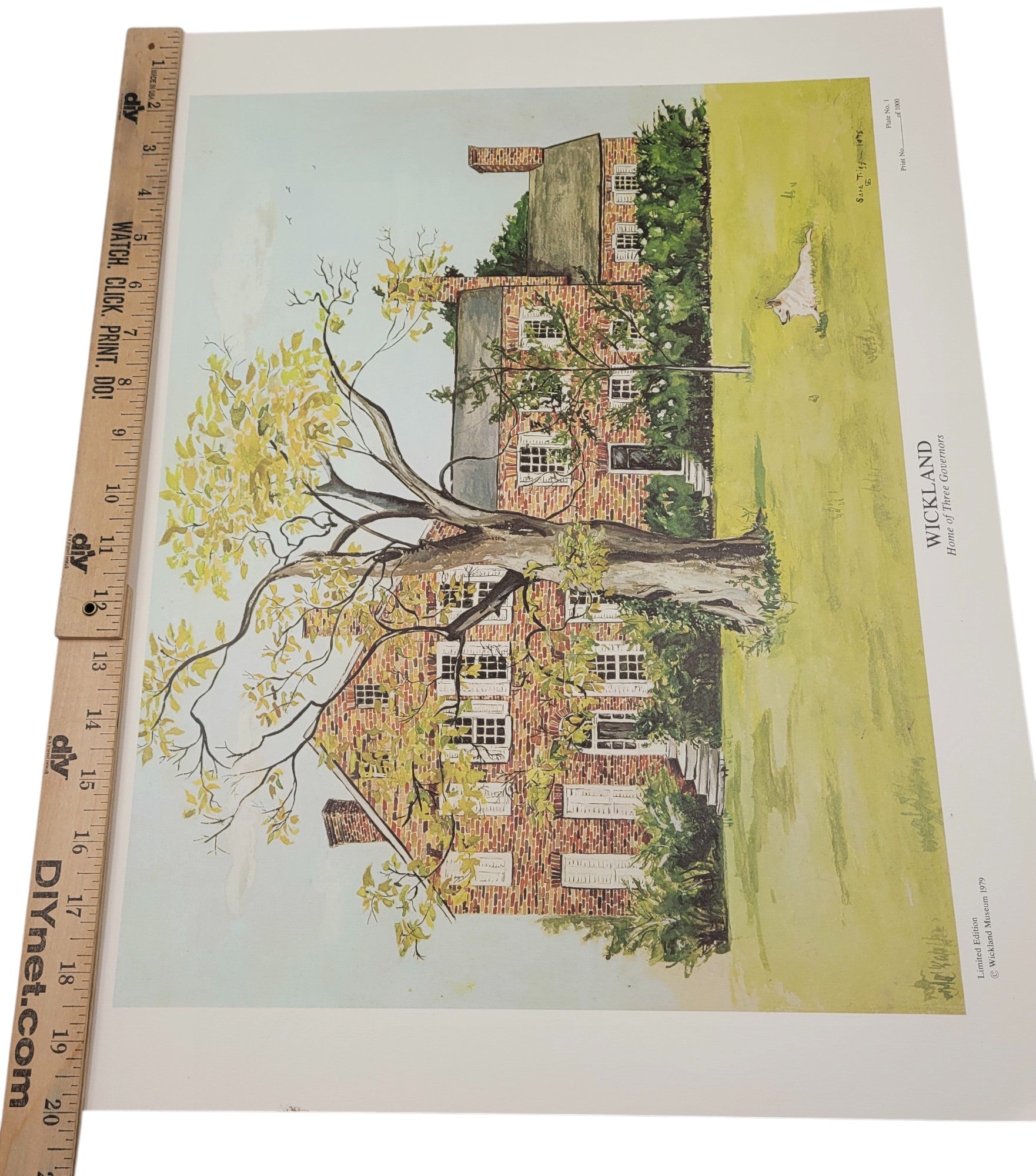 Rare 1978 Wickland Print by Sara Trigg – Home of Three Governors