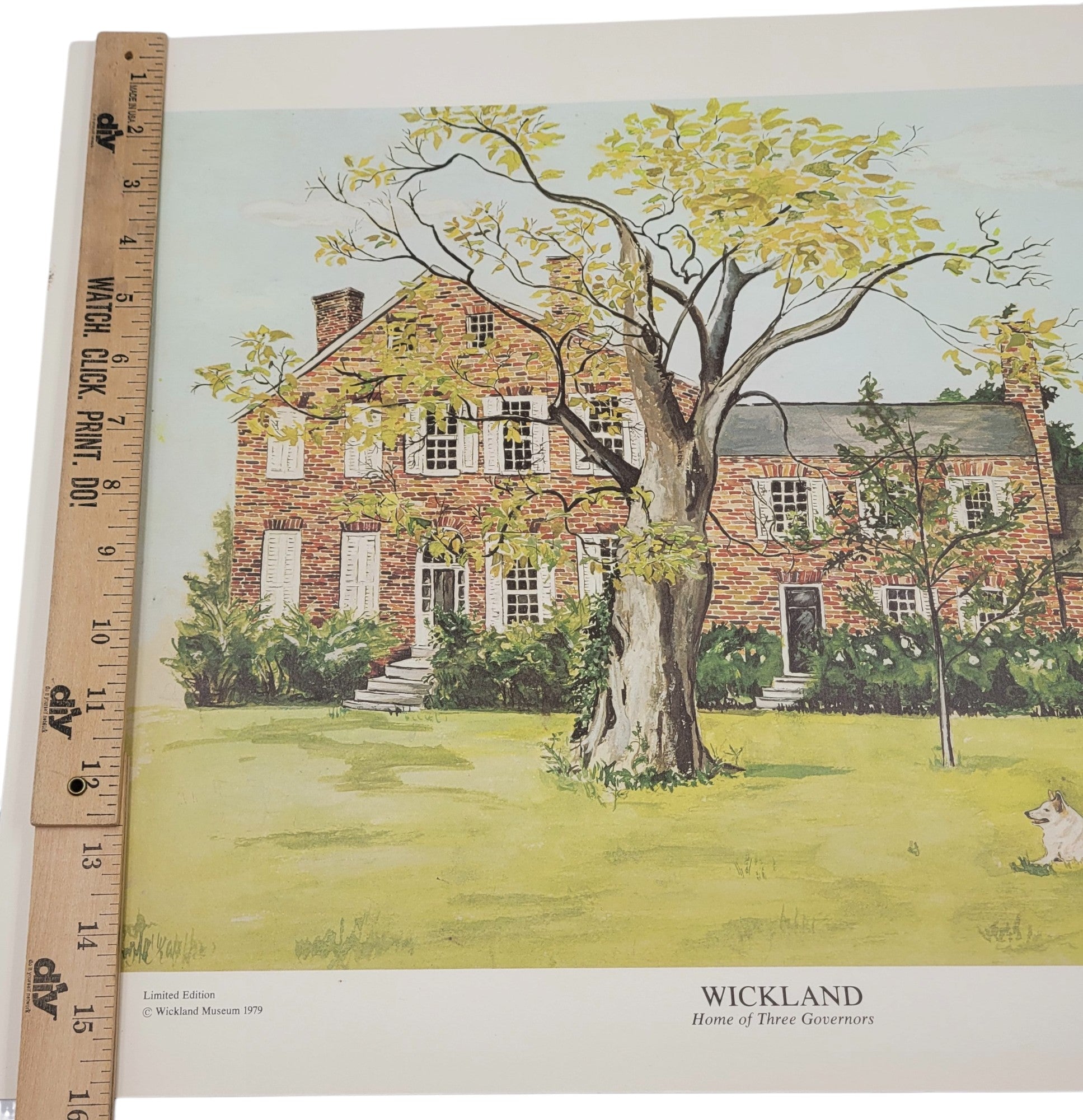Rare 1978 Wickland Print by Sara Trigg – Home of Three Governors