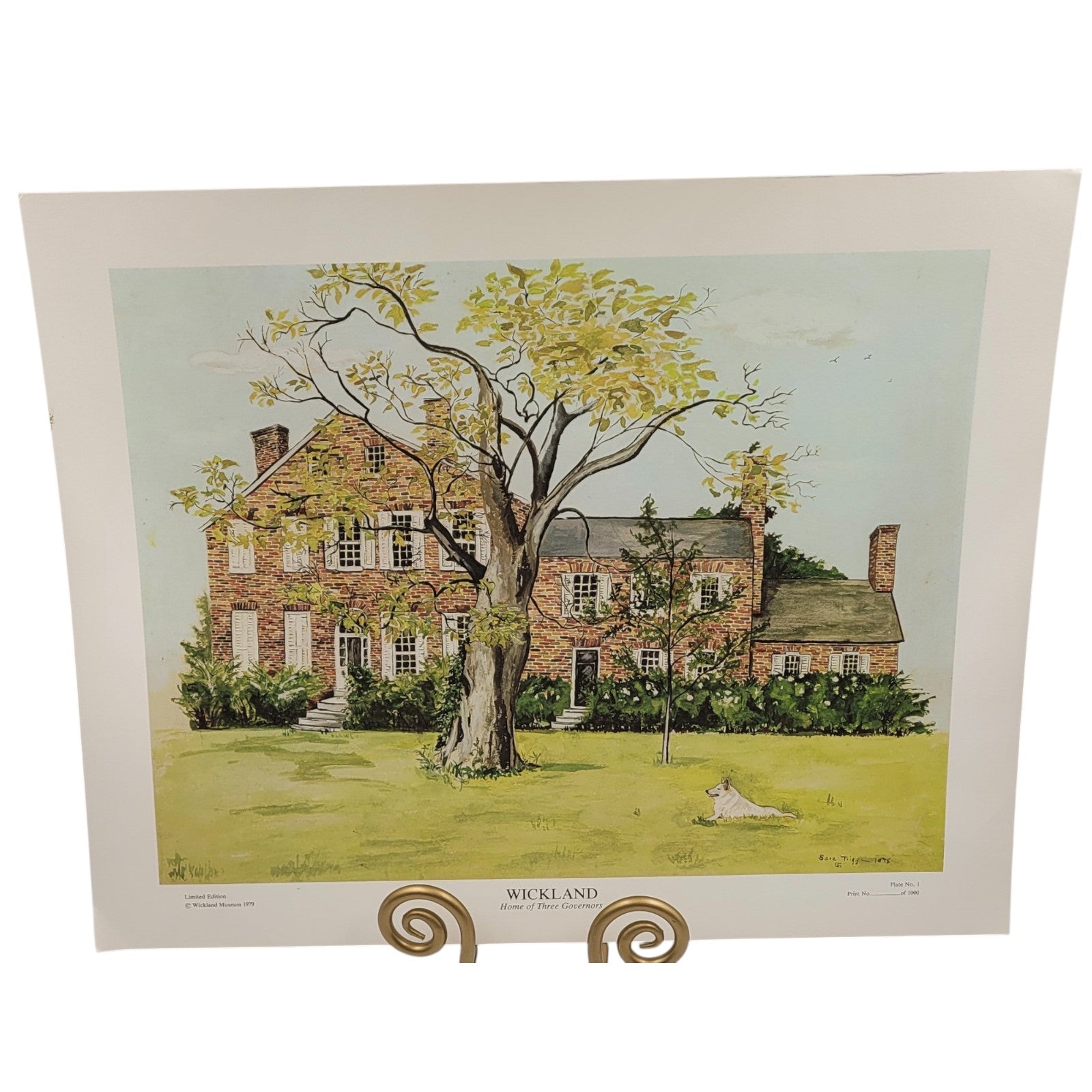 Rare 1978 Wickland Print by Sara Trigg – Home of Three Governors
