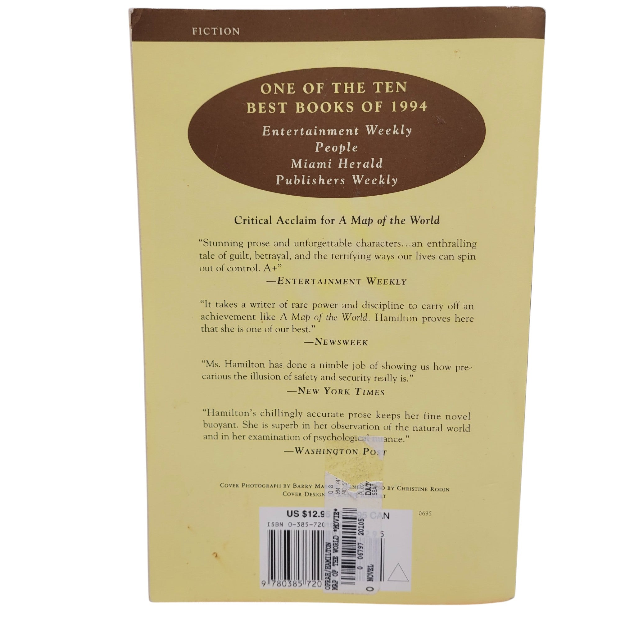 A Map of the World by Jane Hamilton – Oprah’s Book Club Edition, Anchor Books, Vintage Paperback