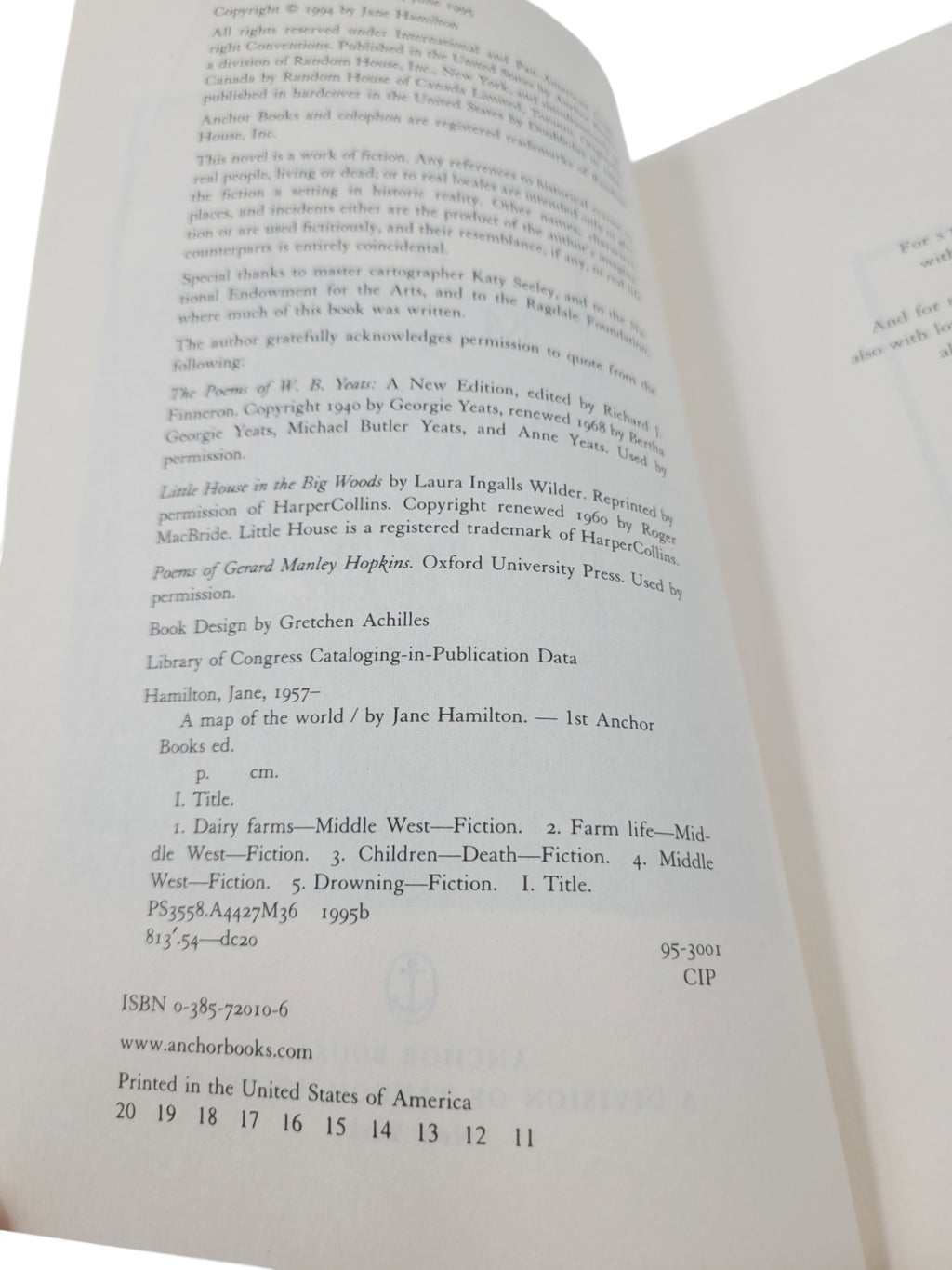 A Map of the World by Jane Hamilton – Oprah’s Book Club Edition, Anchor Books, Vintage Paperback