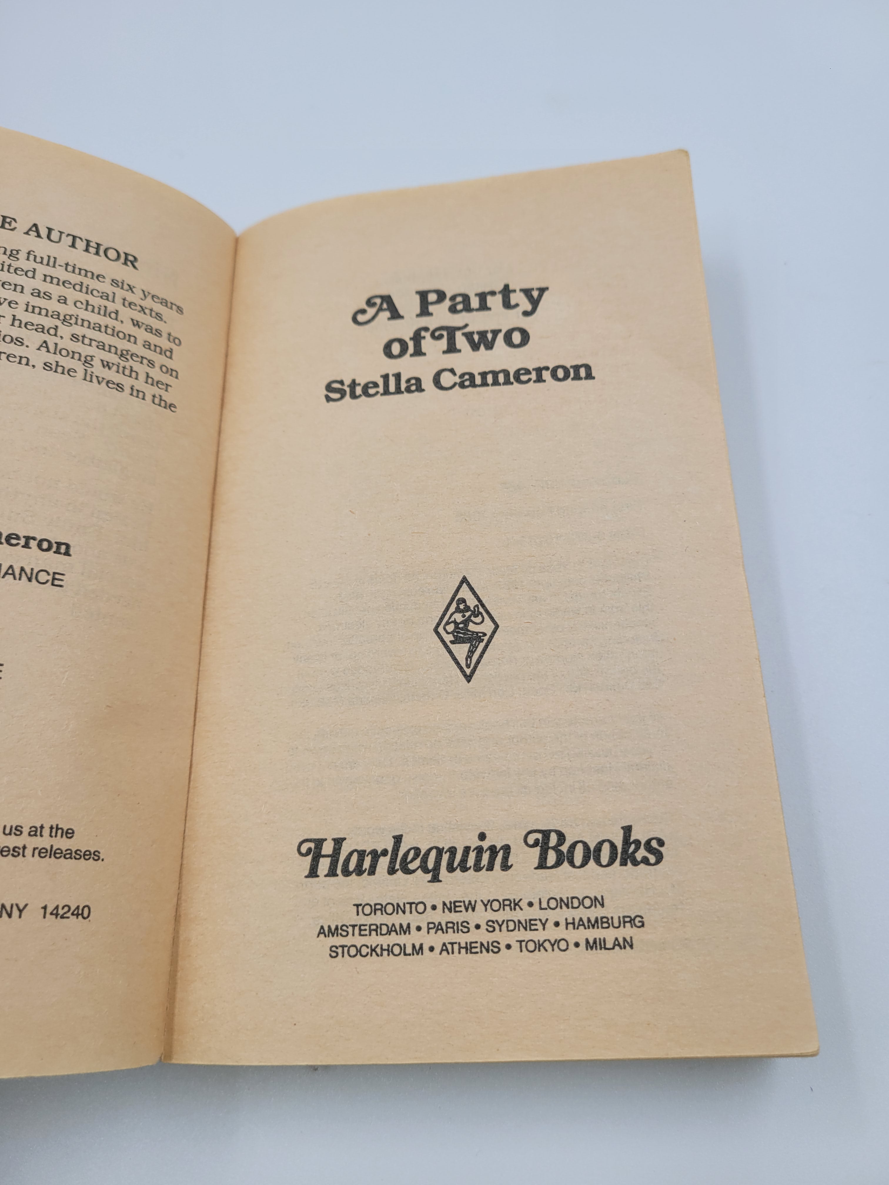 A Party of Two by Stella Cameron – Harlequin American Romance #243 (1988)
