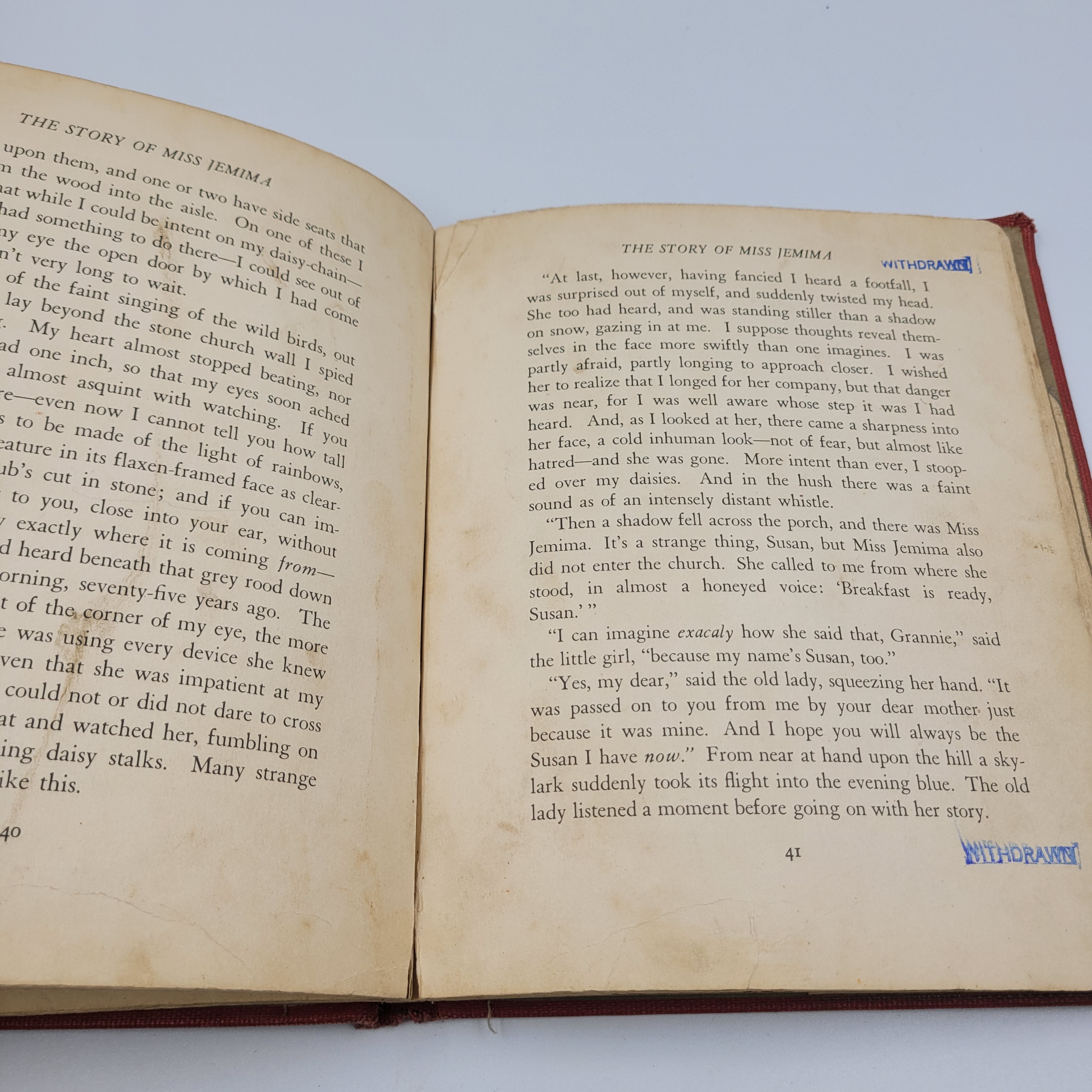 The Story of Miss Jemima by Walter de la Mare (1940) – Illustrated Vintage Ex-Library Edition
