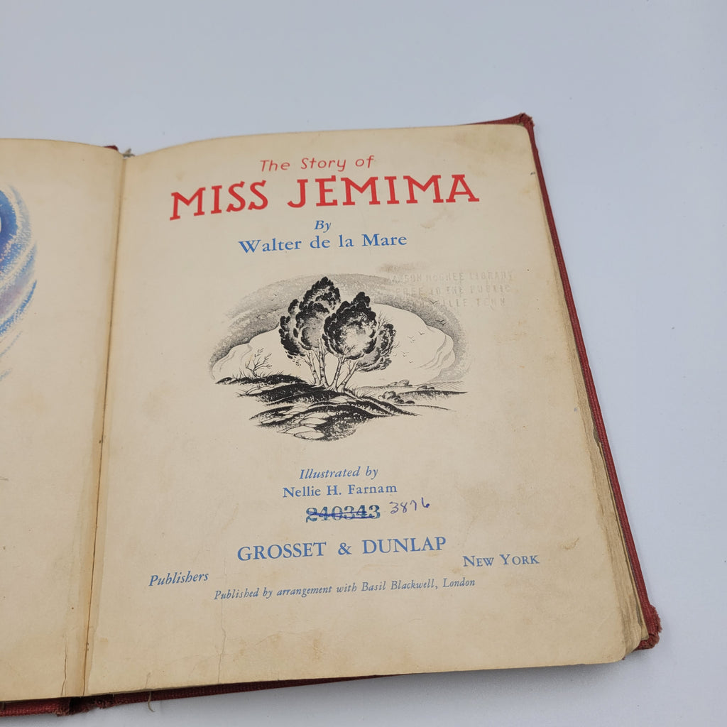 The Story of Miss Jemima by Walter de la Mare (1940) – Illustrated Vintage Ex-Library Edition