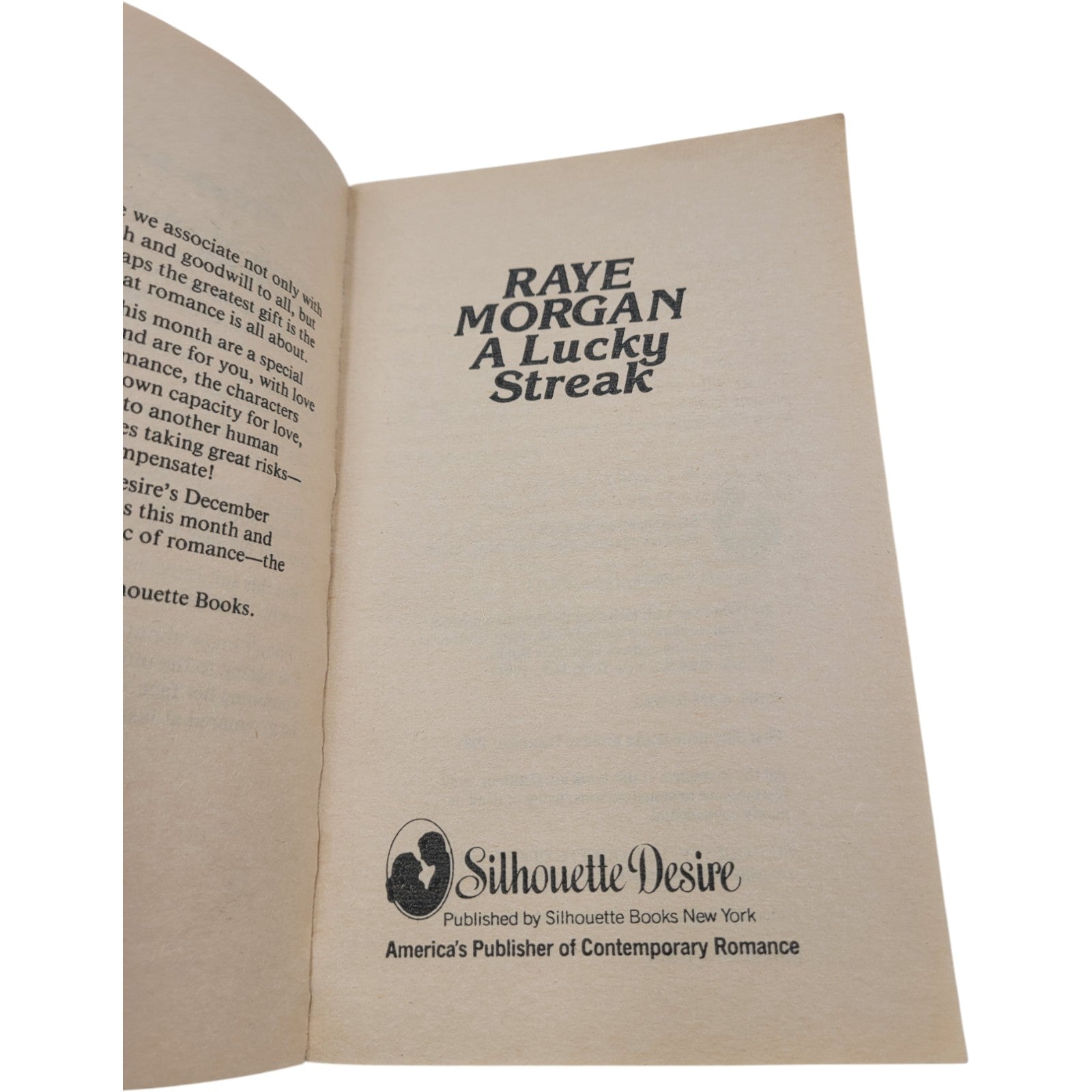 A Lucky Streak by Raye Morgan – Silhouette Desire No. 393 (1987 Vintage Romance)