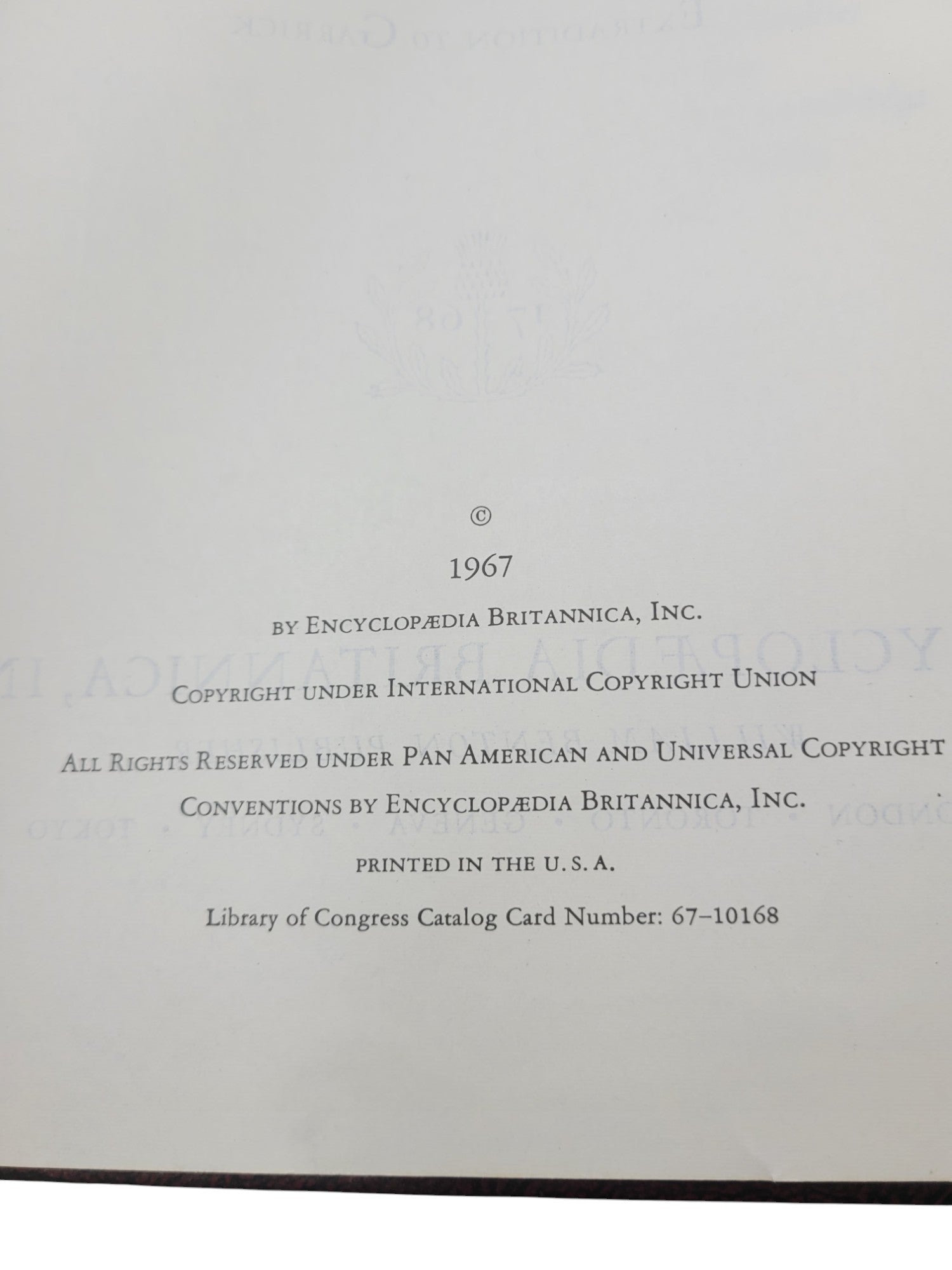 Encyclopaedia (Encyclopedia) Britannica Volume 9 (1967) – "Extradition" to "Garrick, David" | Maroon Leatherette with Gold Embossing