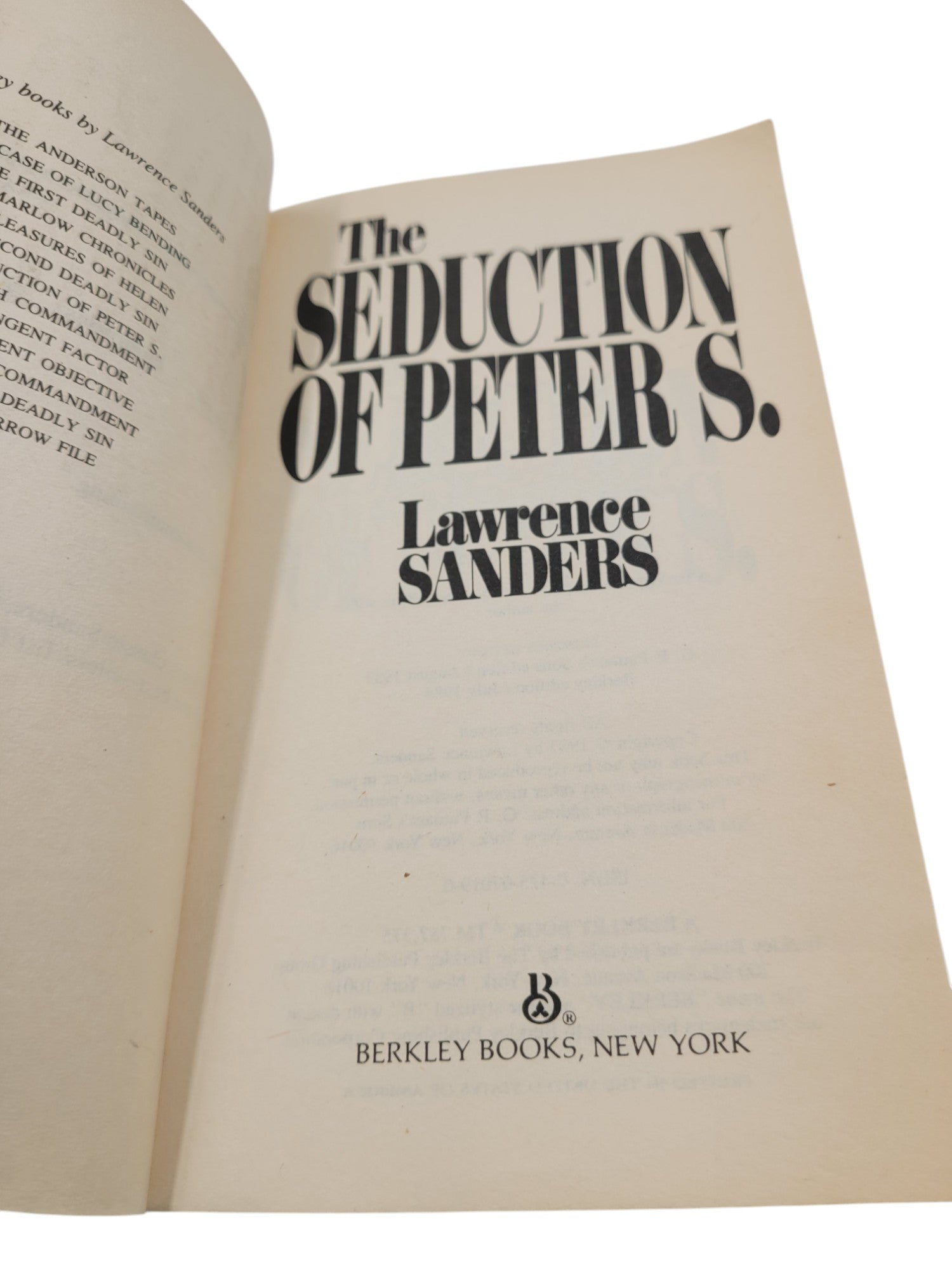 The Seduction of Peter S. by Lawrence Sanders – Berkley Paperback Edition (1984)