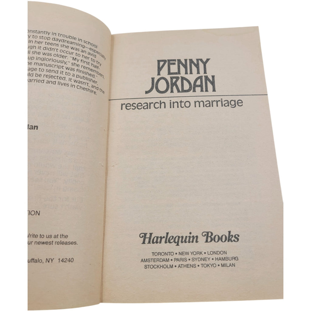 Research into Marriage by Penny Jordan – Harlequin Presents #994 (1987)