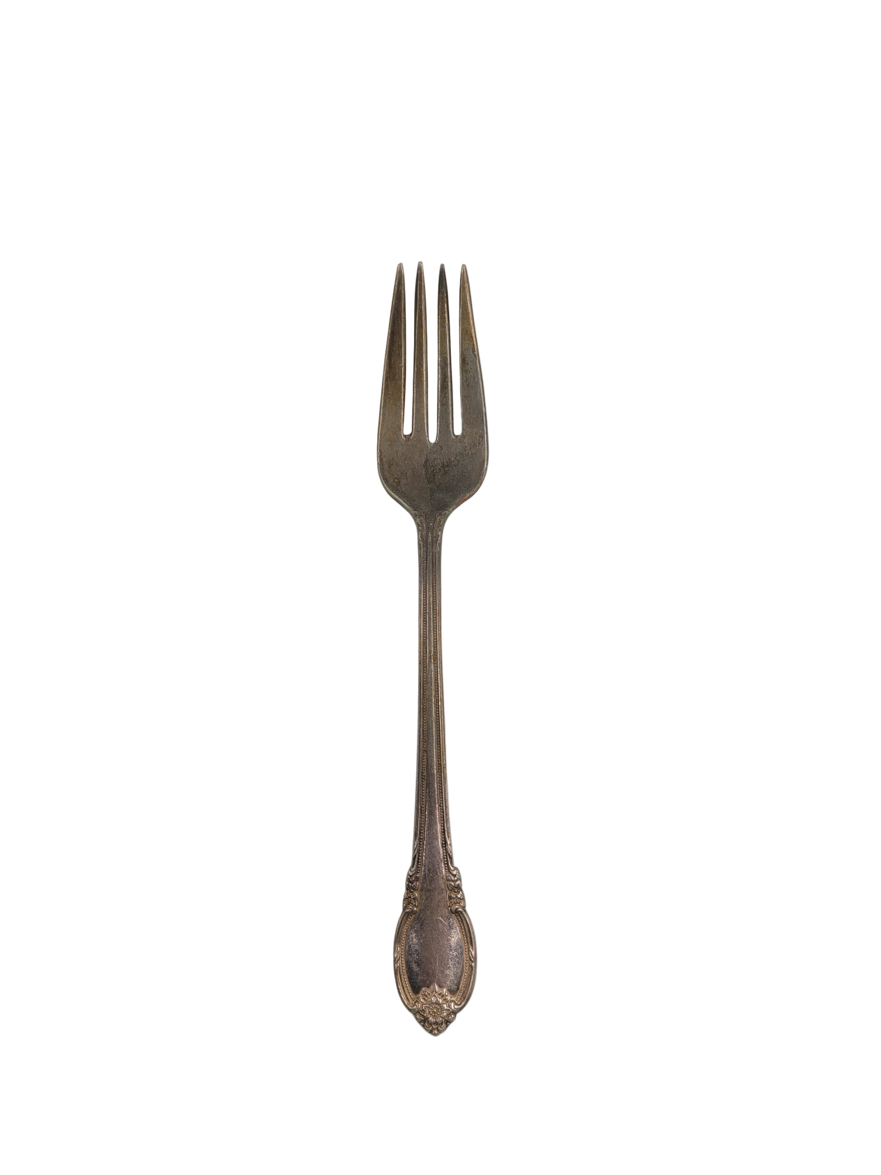 Vintage 1847 Rogers Bros Silverplate Fork – Ornate Handle – Bent Prong – Tarnished Patina