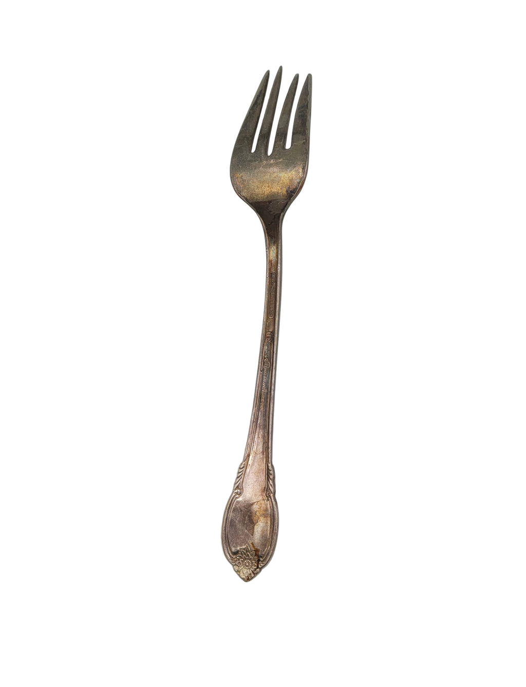 Vintage 1847 Rogers Bros Silverplate Fork – Ornate Handle – Bent Prong – Tarnished Patina
