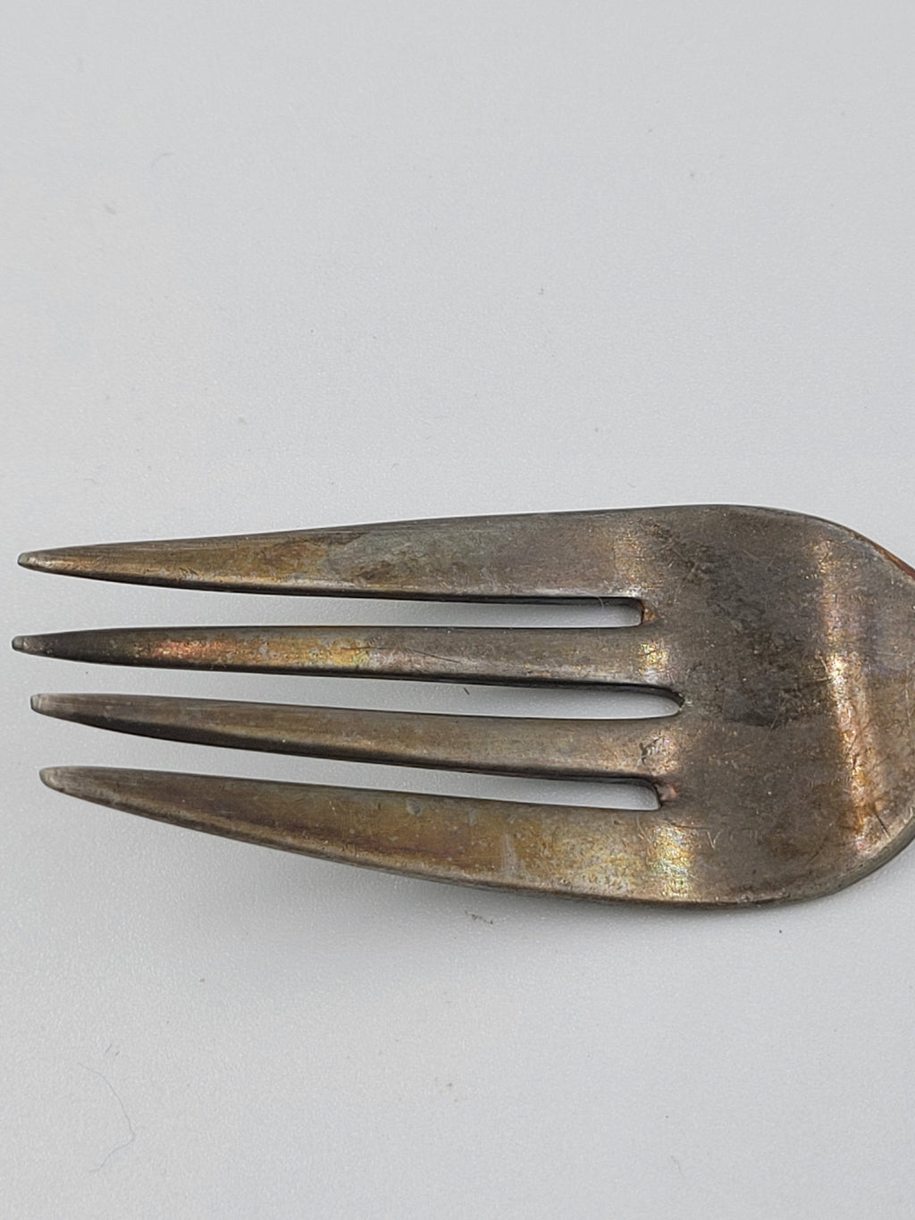 Vintage 1847 Rogers Bros Silverplate Fork – Ornate Handle – Bent Prong – Tarnished Patina