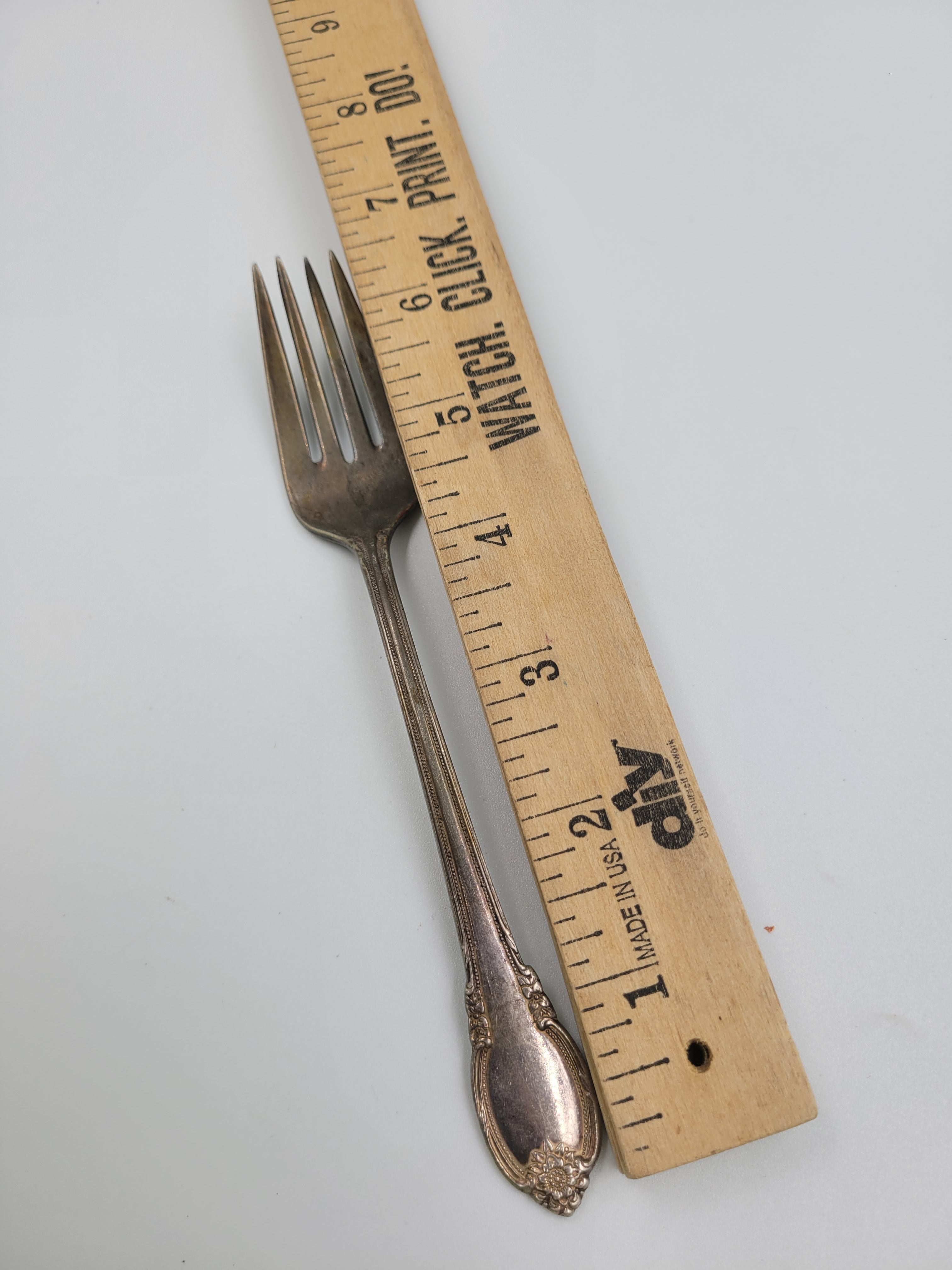 Vintage 1847 Rogers Bros Silverplate Fork – Ornate Handle – Bent Prong – Tarnished Patina