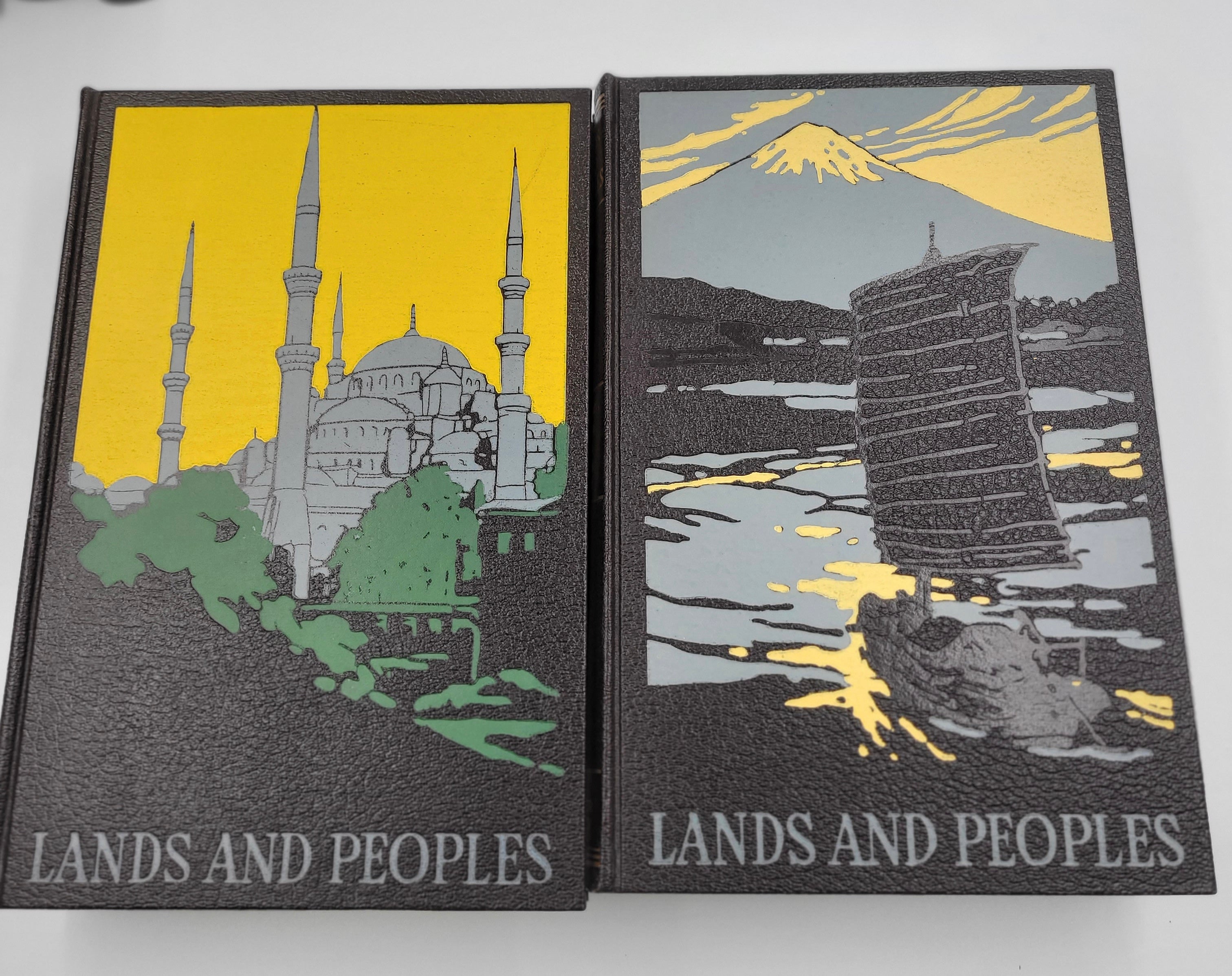 Lands and Peoples: The World in Color – 7 Volume Set – Grolier Society, Mid-Century Illustrated Geography