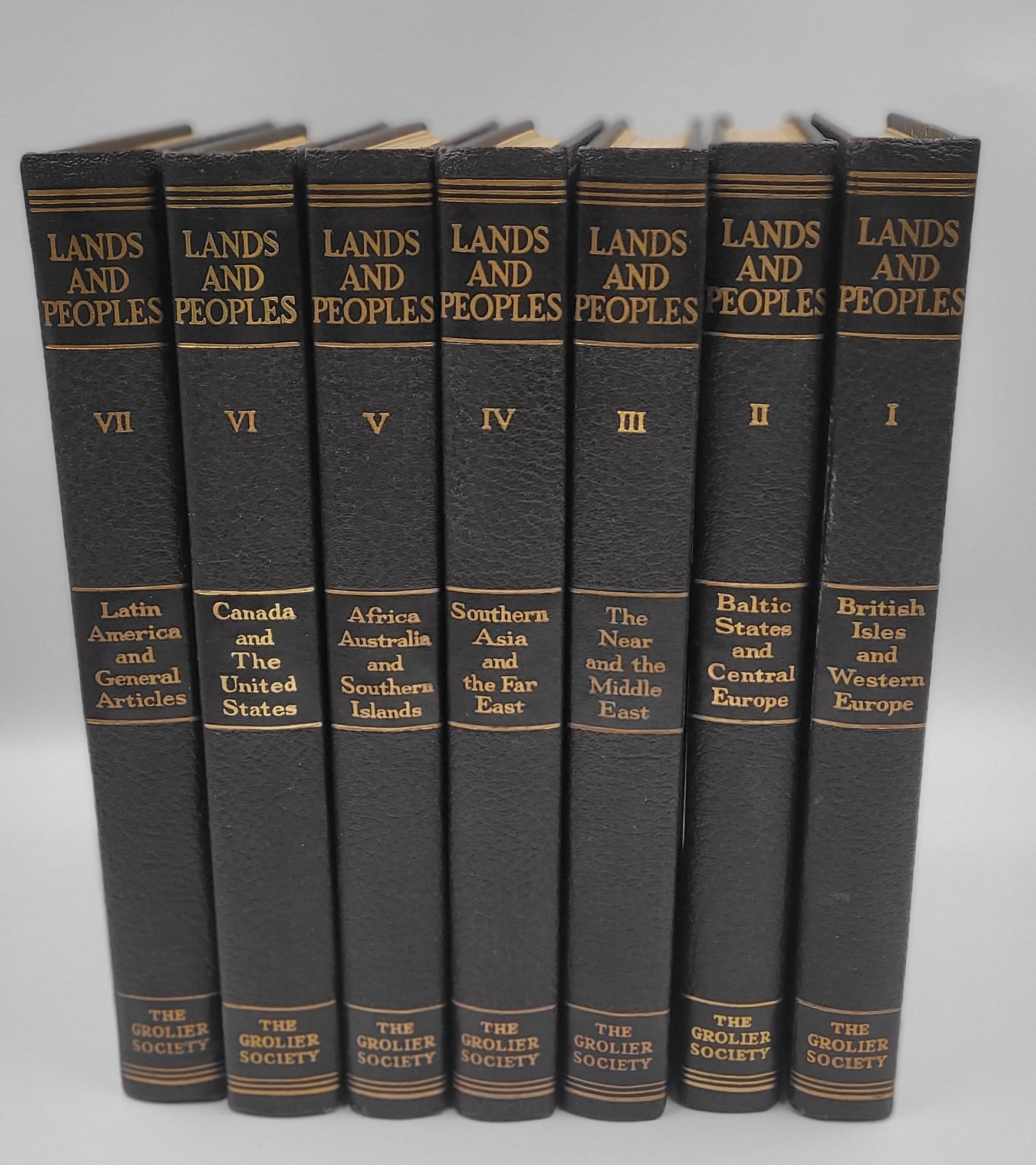 Lands and Peoples: The World in Color – 7 Volume Set – Grolier Society, Mid-Century Illustrated Geography