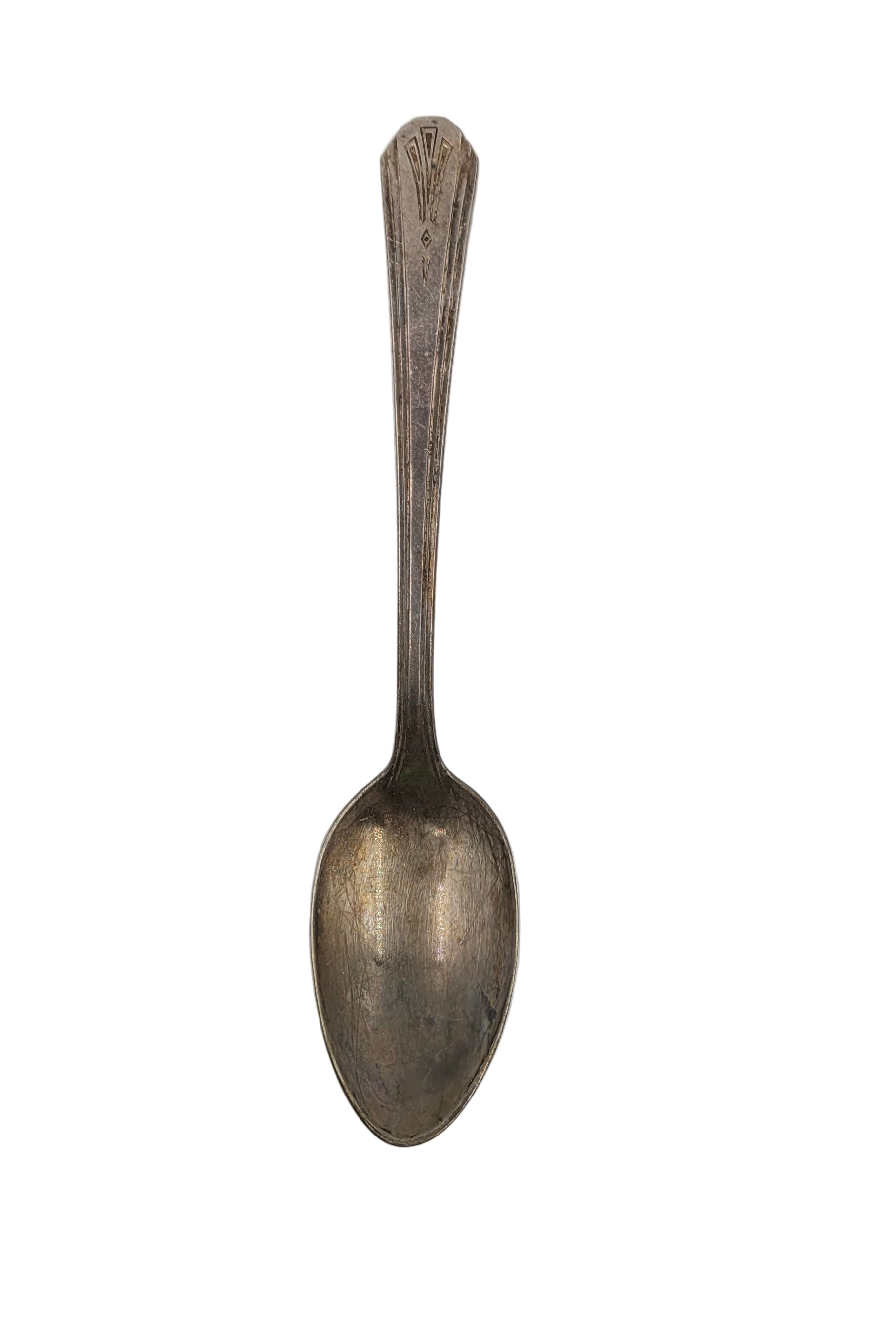 Vintage W.A. Rogers Silverplate Spoon – Fan & Diamond Pattern – Unpolished