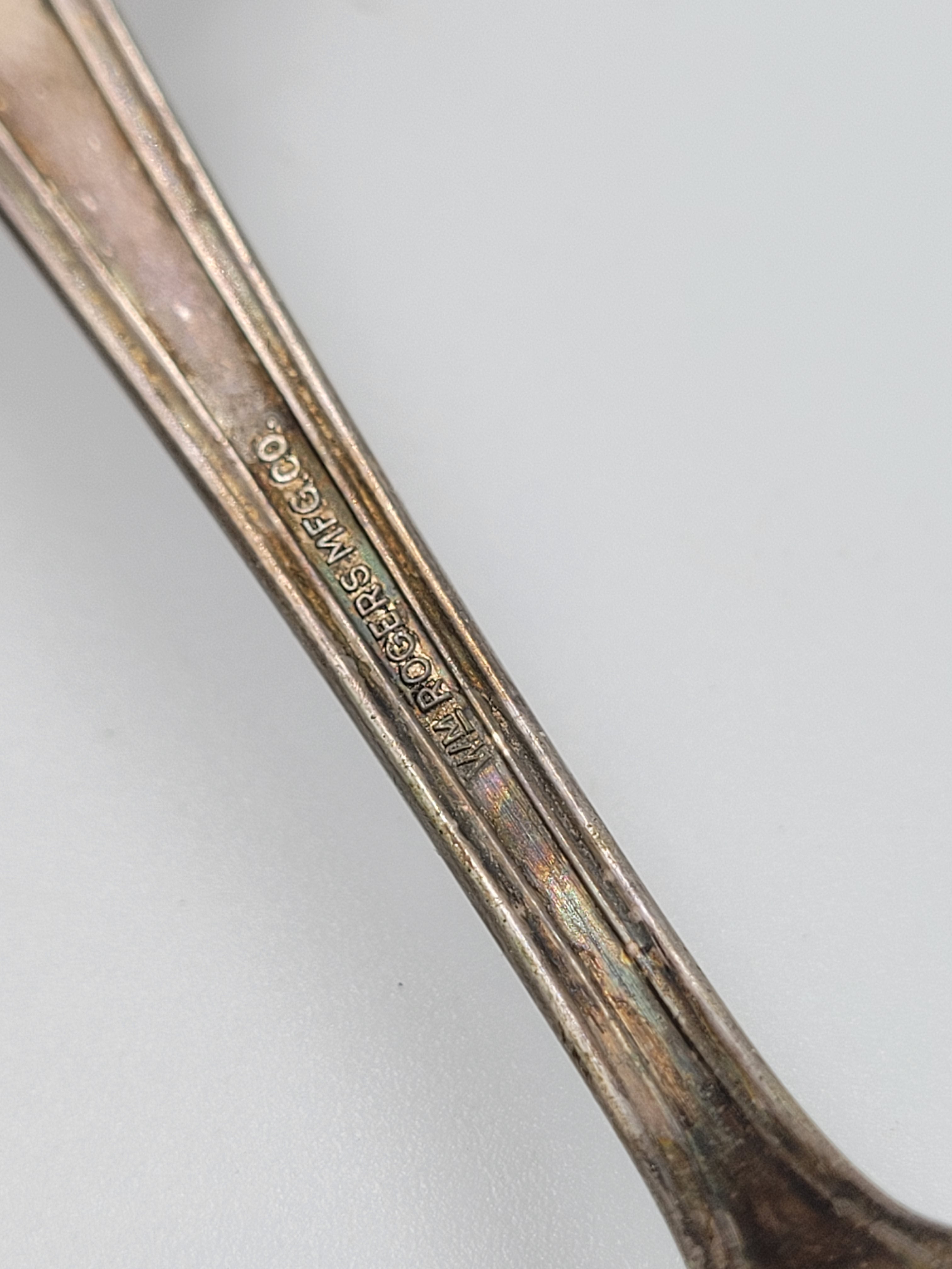 Vintage W.A. Rogers Silverplate Spoon – Fan & Diamond Pattern – Unpolished