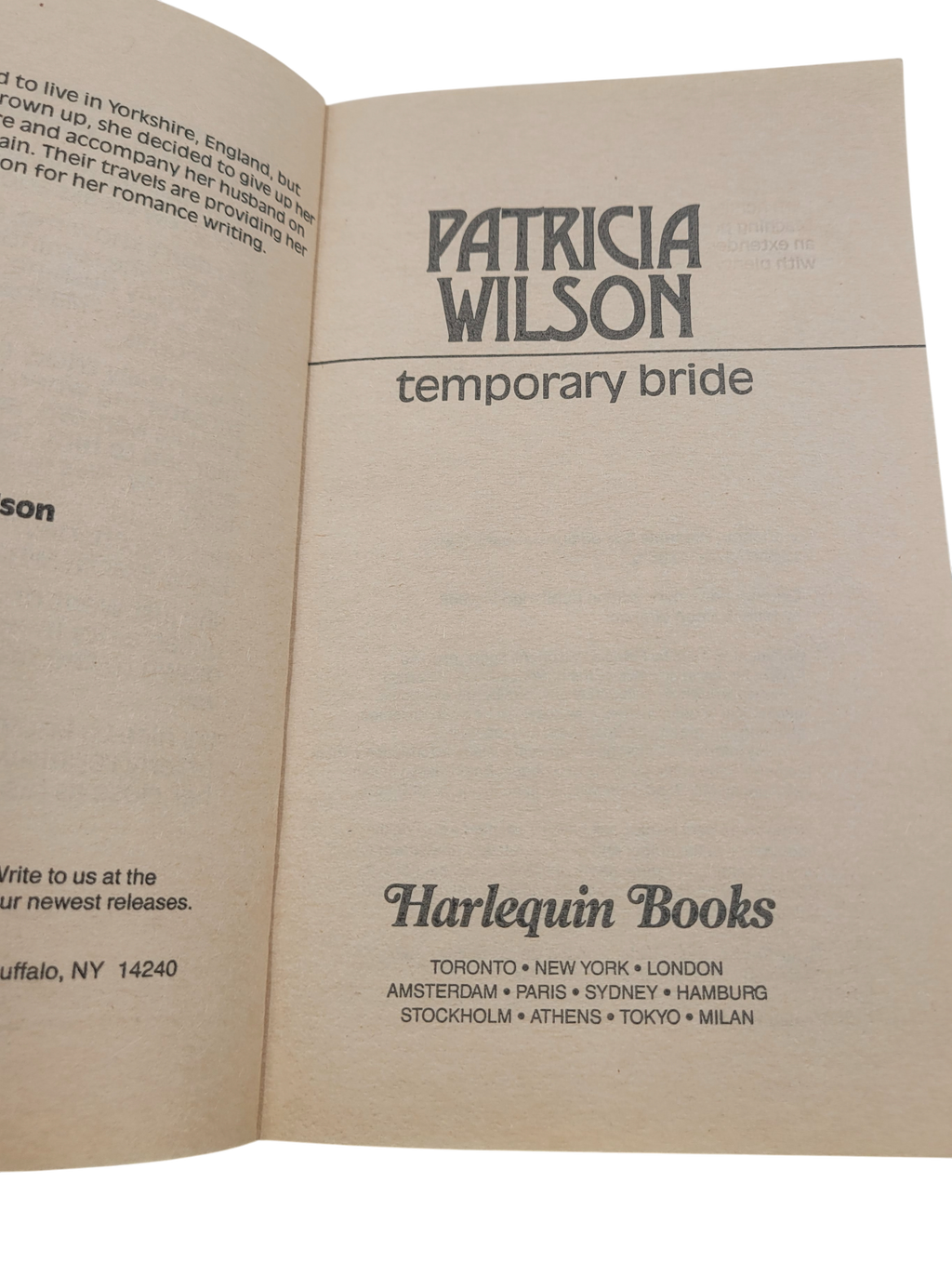 Temporary Bride by Patricia Wilson – Vintage Paperback Harlequin Presents #1238 (1989)