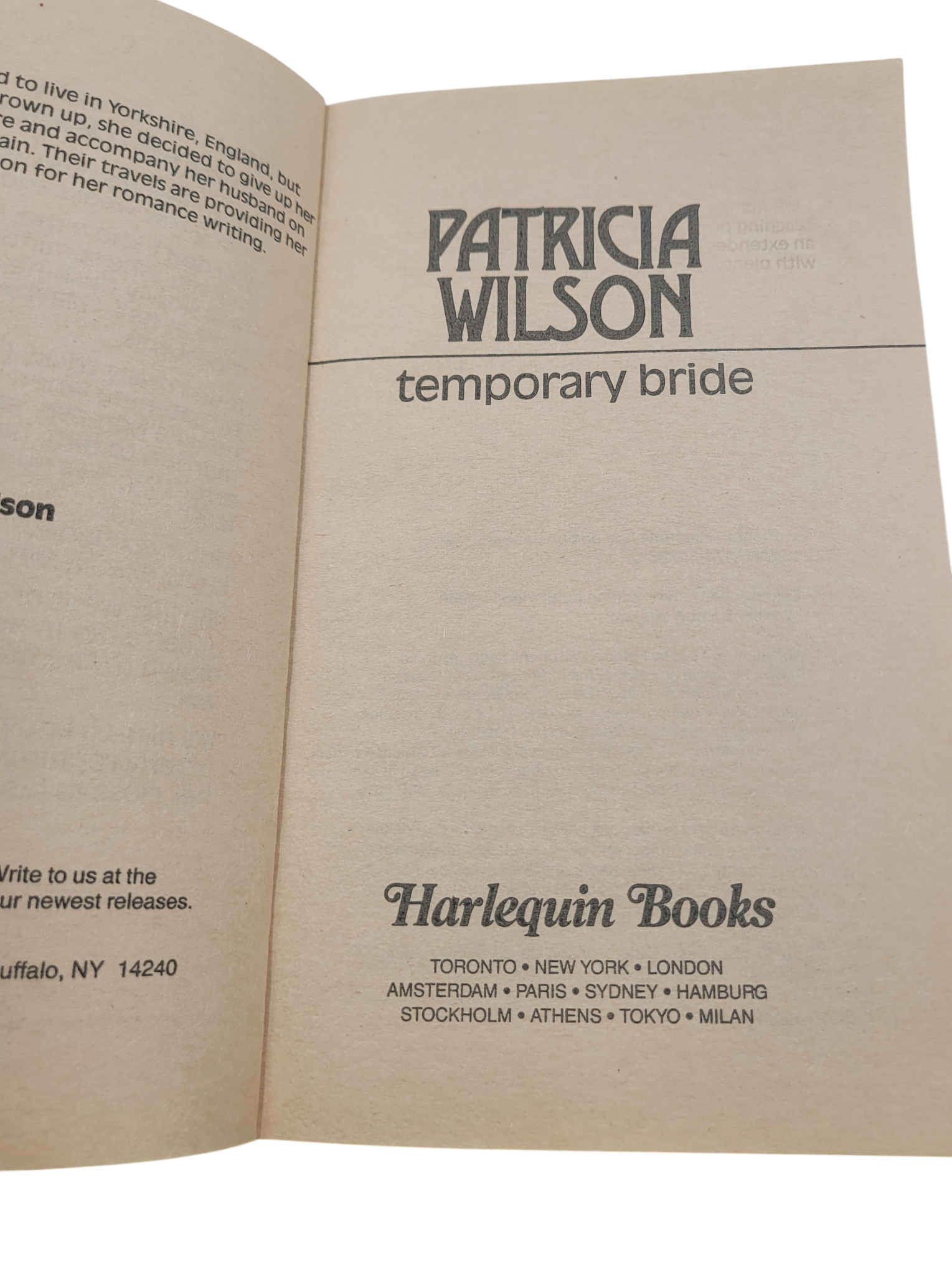Temporary Bride by Patricia Wilson – Vintage Paperback Harlequin Presents #1238 (1989)