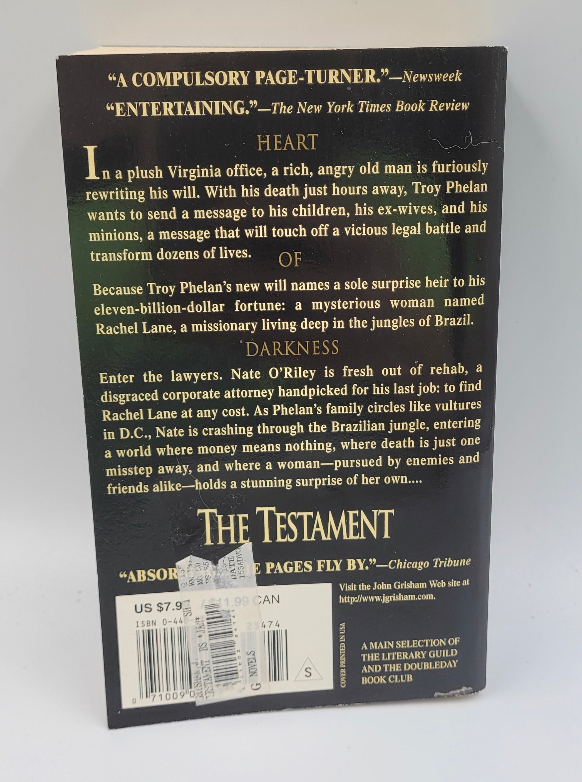 The Testament by John Grisham – First Dell Paperback Printing, 2000