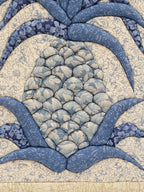 Vintage Quilted Pineapple Wall Hanging – Blue & Cream Patchwork Textile Art