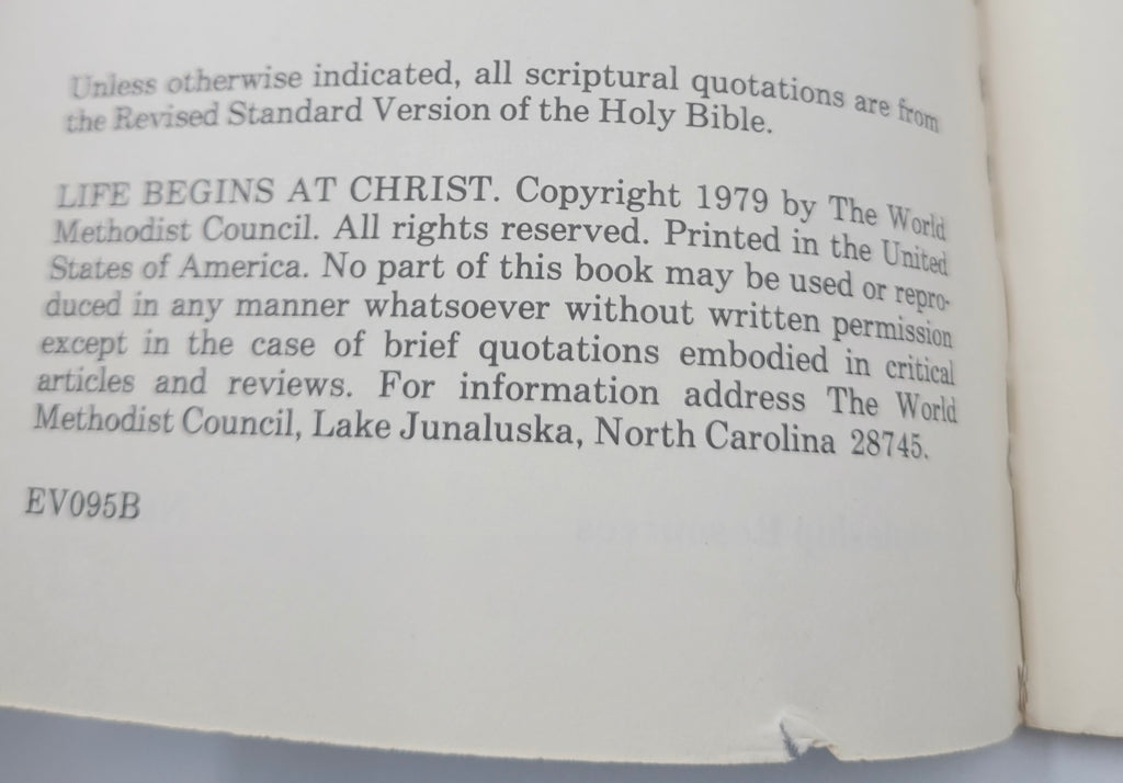 Life Begins at Christ – 1979 Methodist Bible Study Booklet by Alan Walker