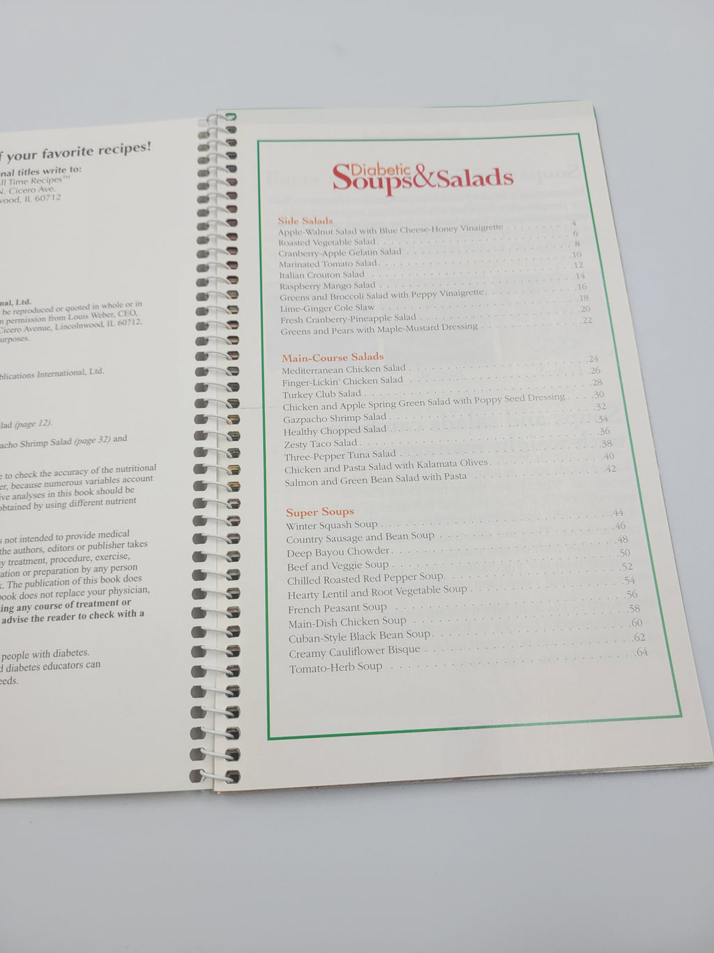 Diabetic Soups & Salads Cookbook – Spiral Bound Vintage Edition