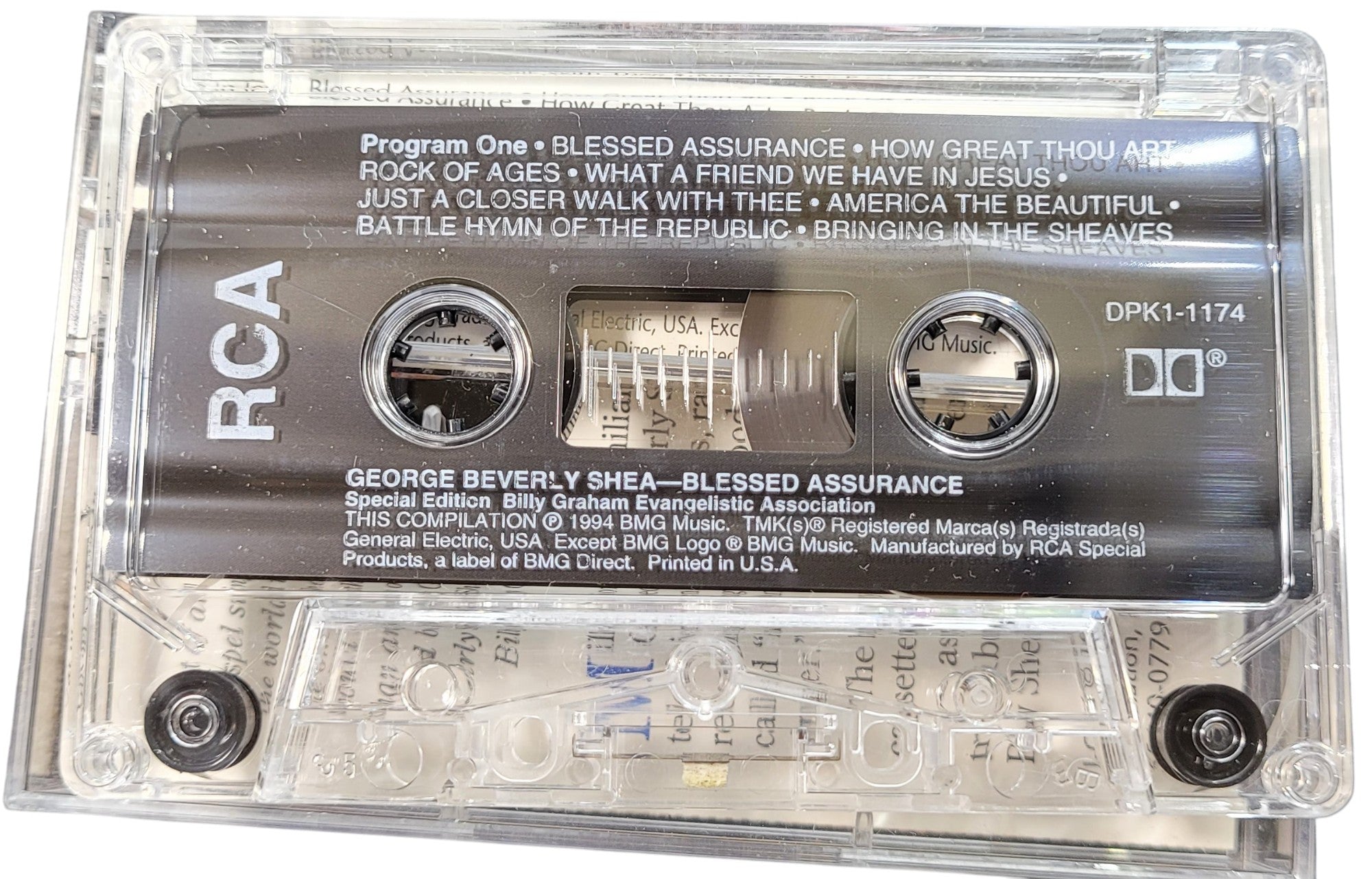 Vintage Gospel Cassette – George Beverly Shea Blessed Assurance RCA, Tested Hymns Tape