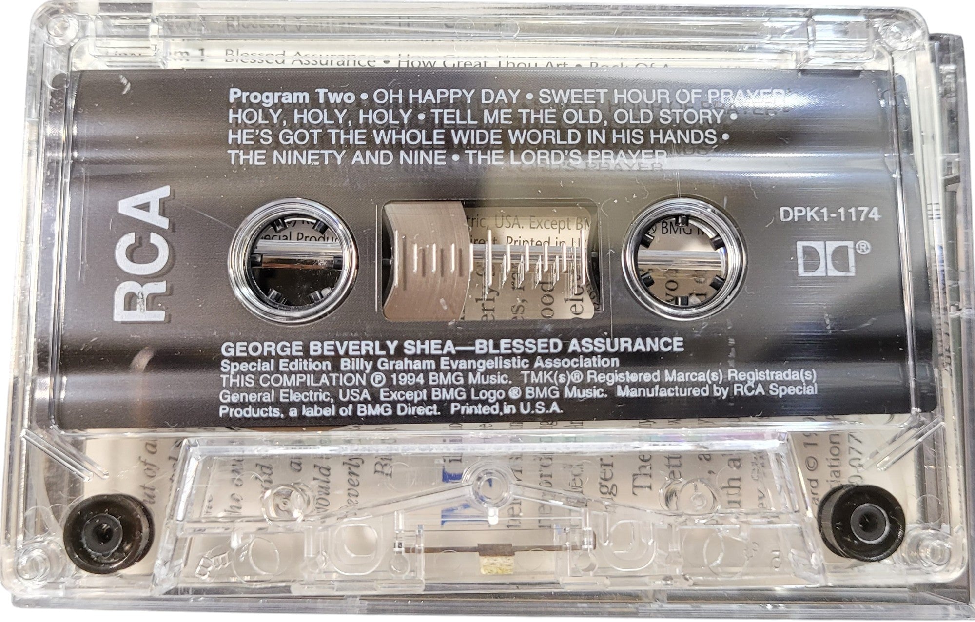 Vintage Gospel Cassette – George Beverly Shea Blessed Assurance RCA, Tested Hymns Tape
