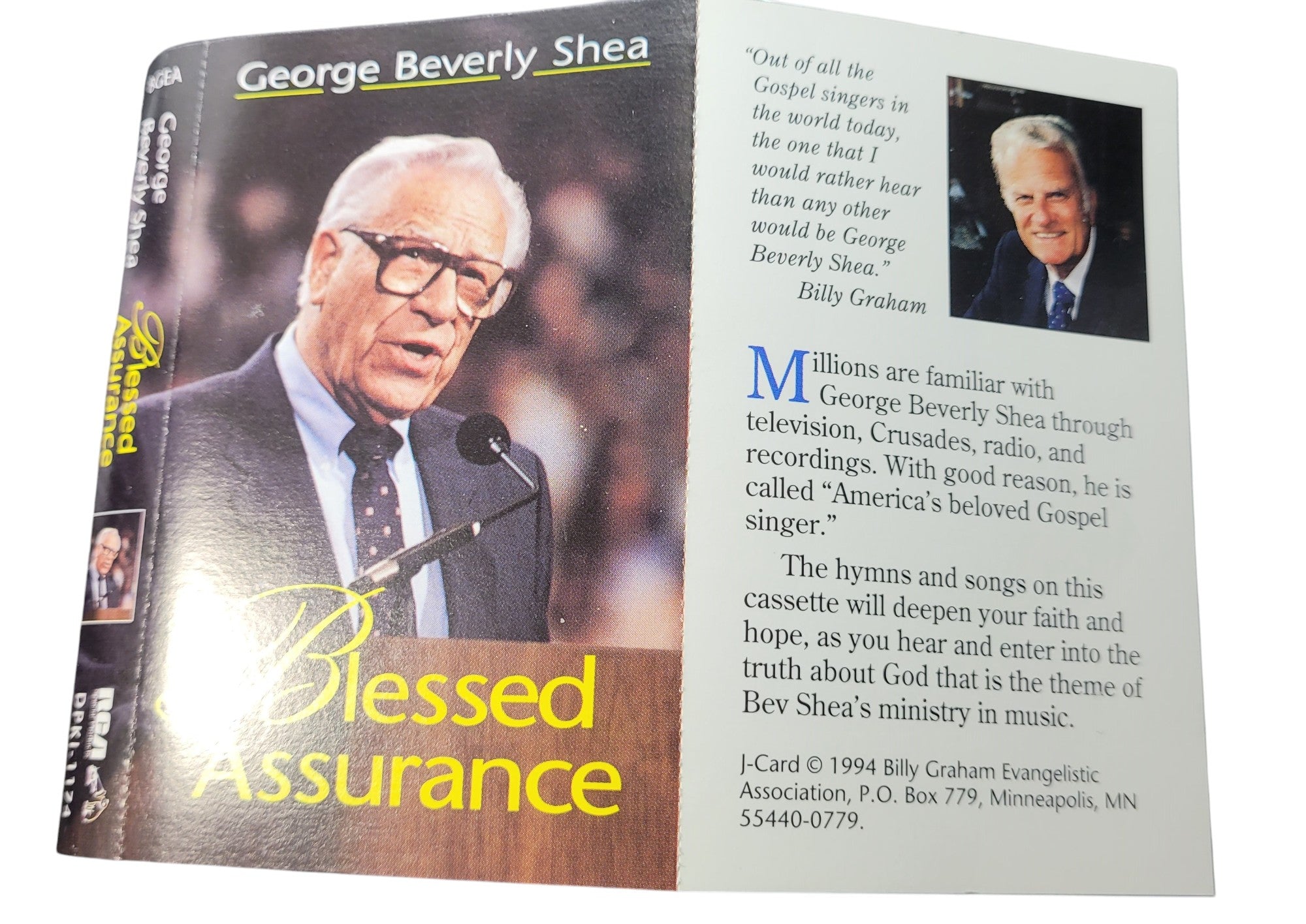 Vintage Gospel Cassette – George Beverly Shea Blessed Assurance RCA, Tested Hymns Tape