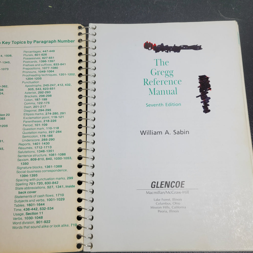 The Gregg Reference Manual – Seventh Edition by William A. Sabin (1985, Spiral-bound)