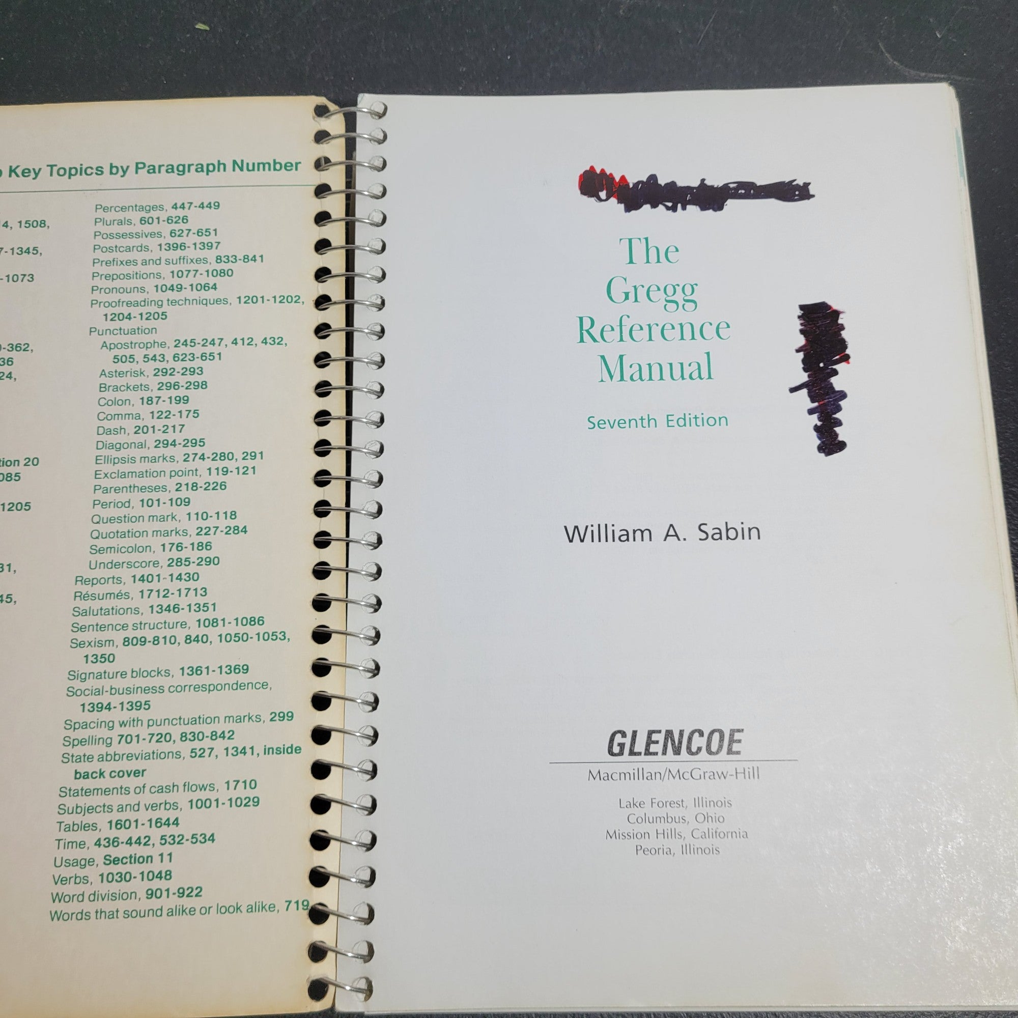 The Gregg Reference Manual – Seventh Edition by William A. Sabin (1985, Spiral-bound)
