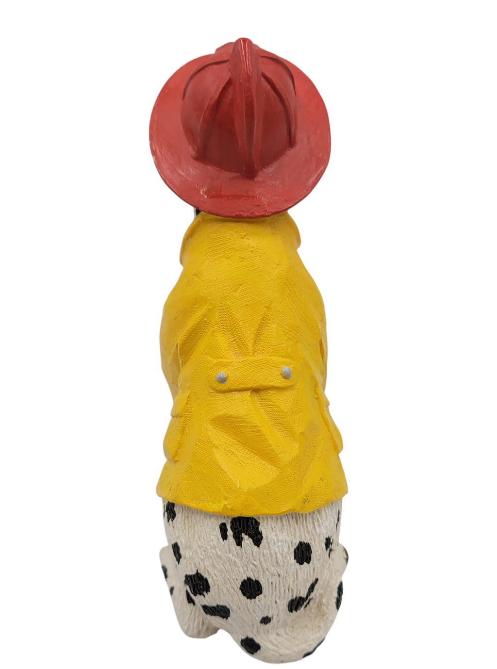 Vintage Dalmatian Firefighter Figurine – Collectible Dog in Red Helmet & Yellow Jacket – Firehouse Decor