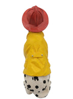 Vintage Dalmatian Firefighter Figurine – Collectible Dog in Red Helmet & Yellow Jacket – Firehouse Decor