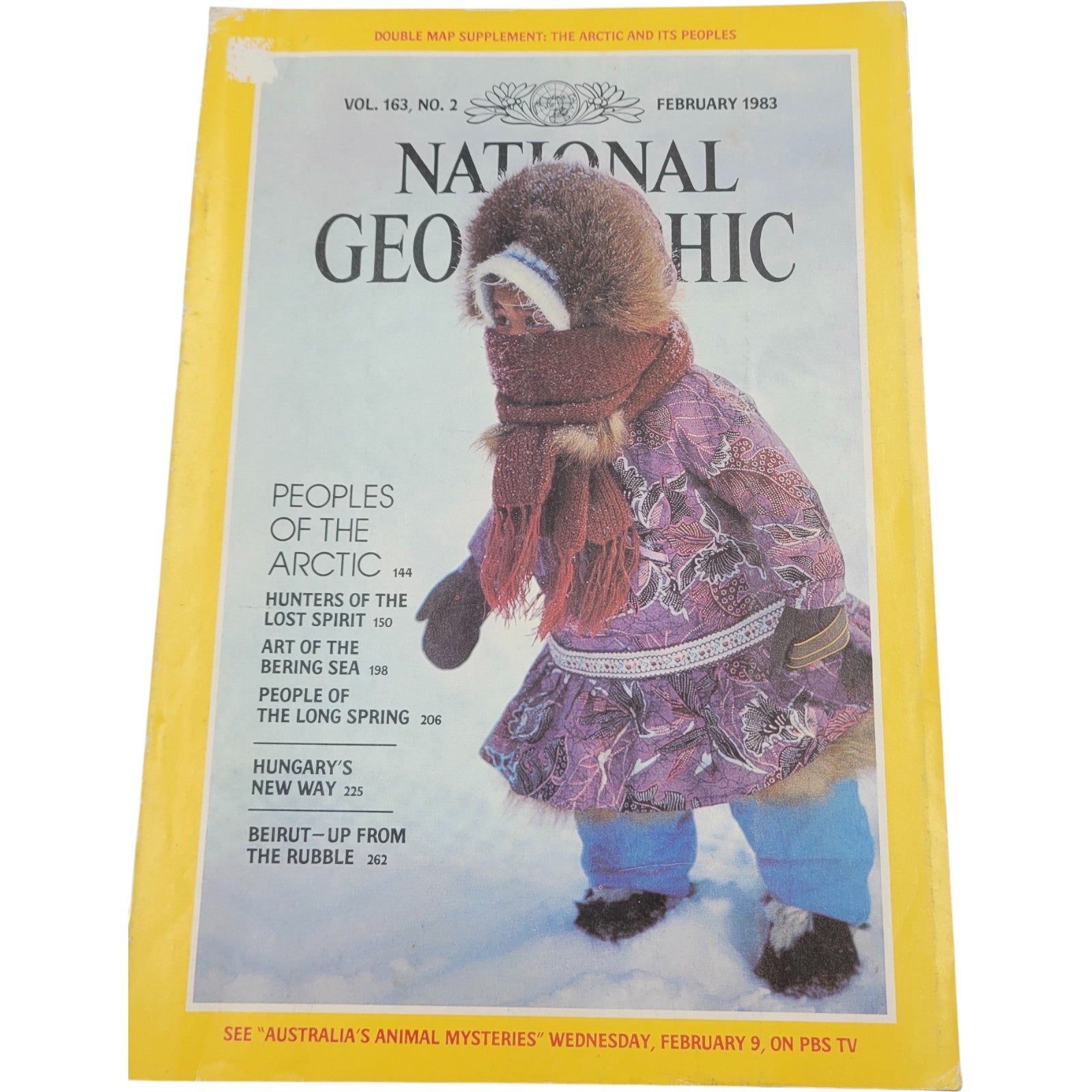 National Geographic Feb 1983 Arctic Cultures Hungary Beirut PBS Vintage Mag