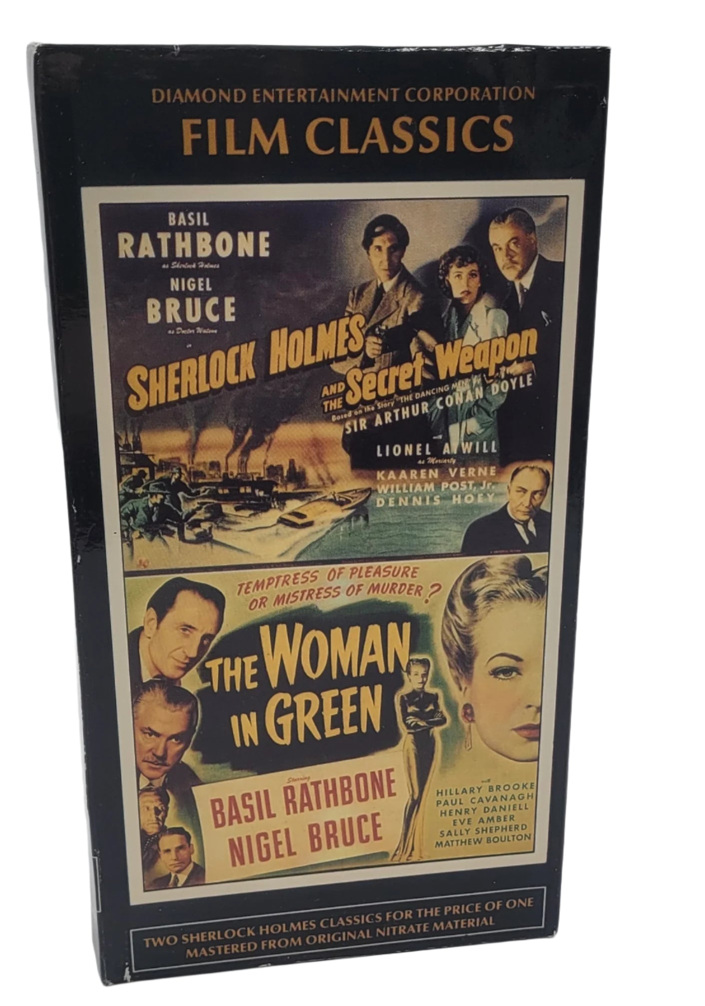 Sherlock Holmes Double Feature VHS (1996) – Basil Rathbone Classic Mysteries
