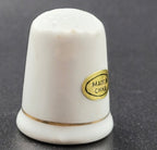 Vintage Michigan Porcelain Souvenir Thimble – Deer & Trees Emblem with Gold Trim