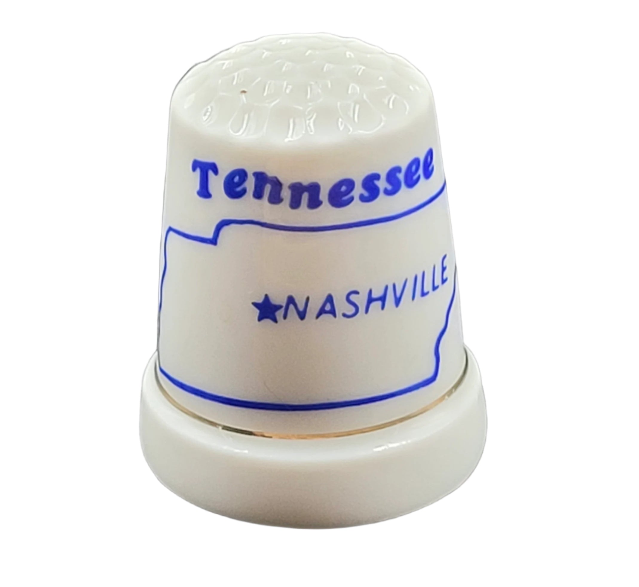 Vintage Tennessee Souvenir Thimble – Nashville Highlighted in Blue