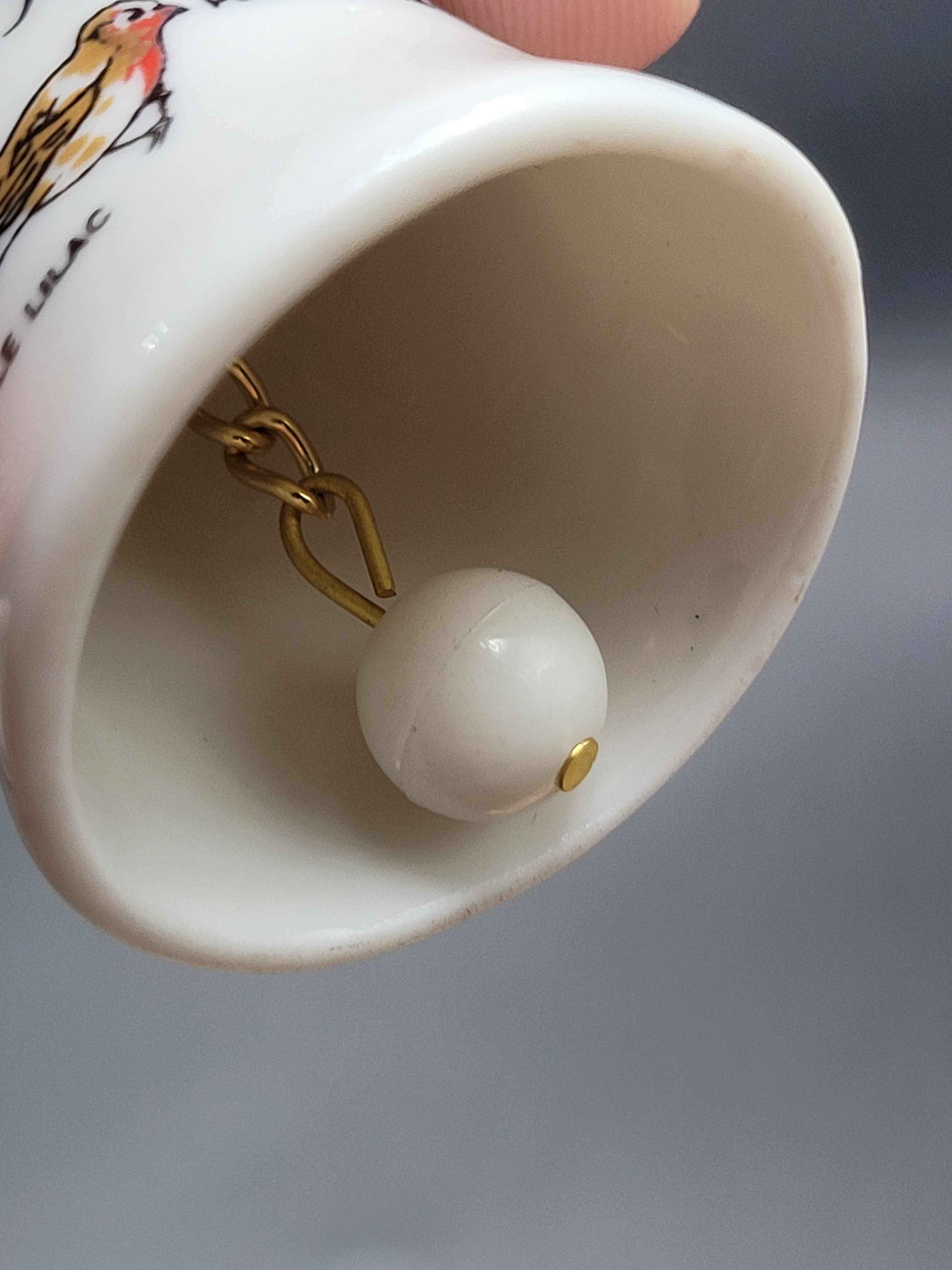 Miniature Vintage New Hampshire Souvenir Bell – Purple Lilac & Finch
