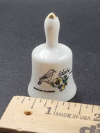 Miniature Idaho Souvenir Bell – Mountain Bluebird – Vintage Ceramic with Gold Trim