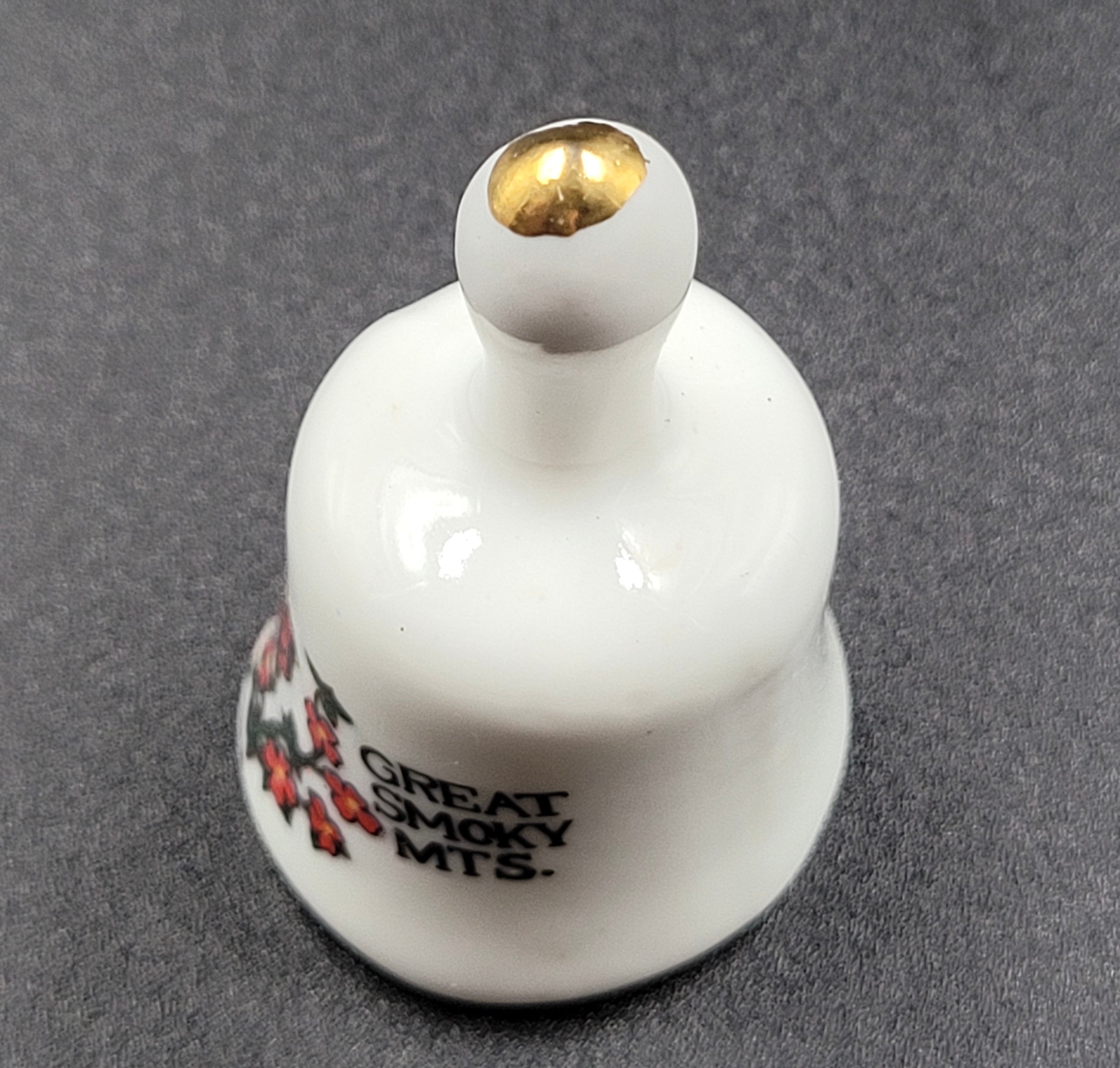 Vintage Great Smoky Mountains Souvenir Bell – Cardinal Bird with Gold Trim
