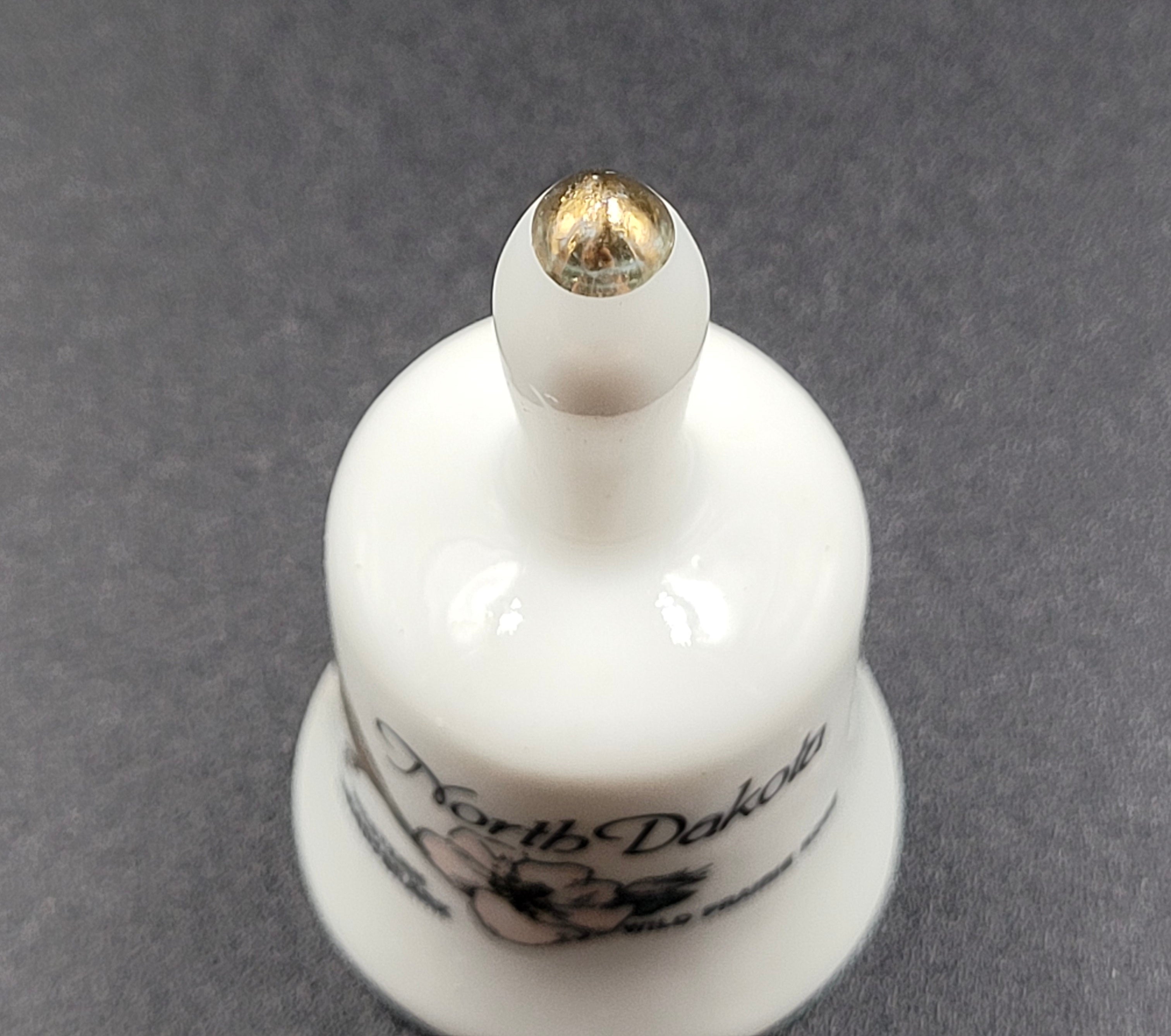 Miniature North Dakota Souvenir Bell – Western Meadowlark & Prairie Rose