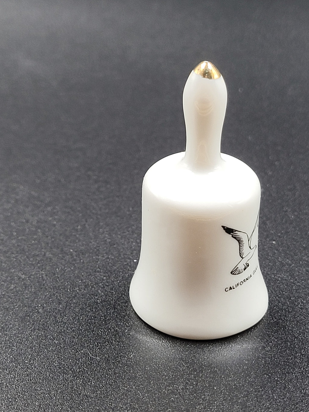 Miniature Utah Souvenir Bell – Sego Lily & California Gull – Vintage Ceramic